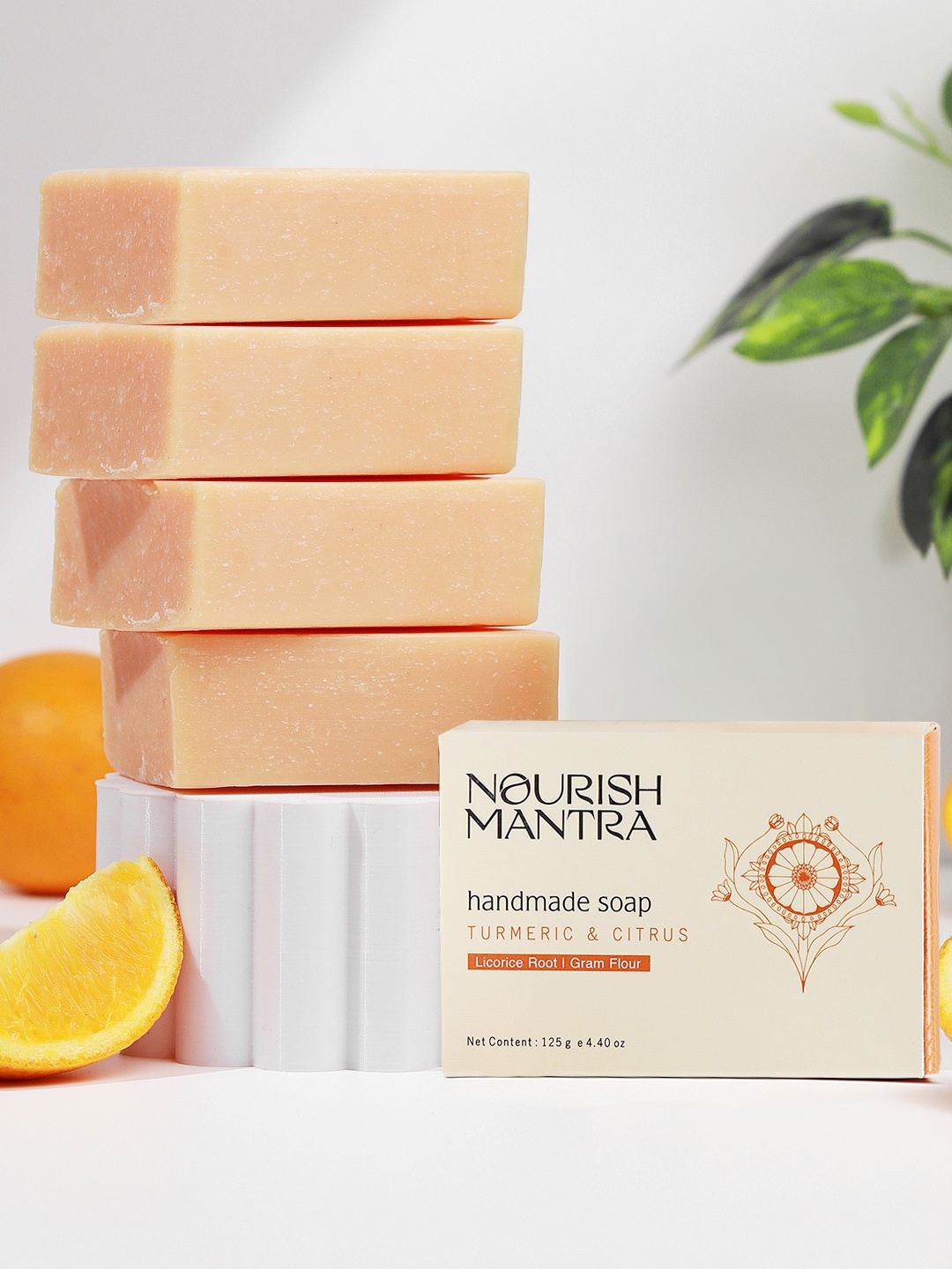 Nourish Mantra Set of 4 Turmeric & Citrus Handmade Soap with Licorice Root - 125 g each, White
Nourish Mantra Set of 4 Turmeric & Citrus Handmade Soap with Licorice Root - 125 g each, White