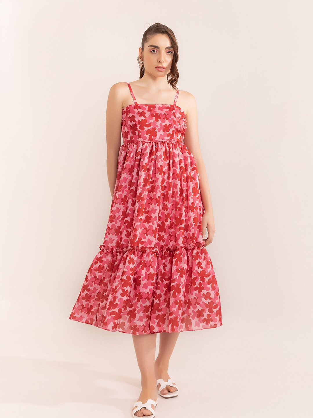 KAORI BY SHREYA AGARWAL Floral Printed Shoulder Straps Satin Fit And Flare Midi Dress, Pink
KAORI BY SHREYA AGARWAL Floral Printed Shoulder Straps Satin Fit And Flare Midi Dress, Pink