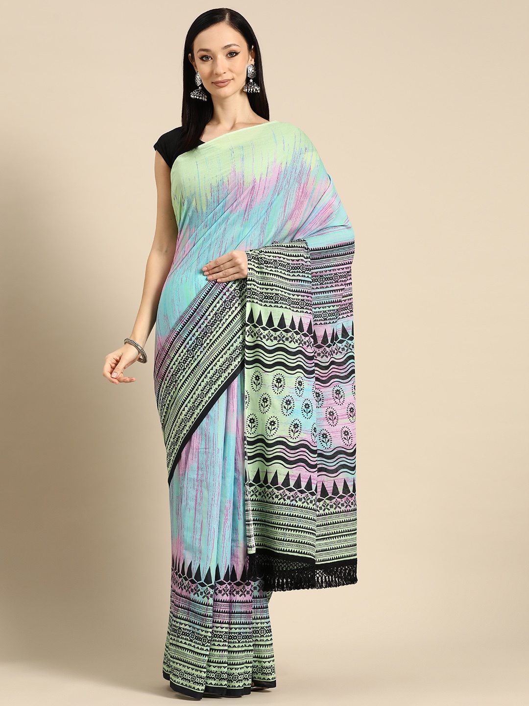 BUTA BUTI Abstract Printed Pure Cotton Saree With Unstitched Blouse And Lace, Blue
BUTA BUTI Abstract Printed Pure Cotton Saree With Unstitched Blouse And Lace, Blue
