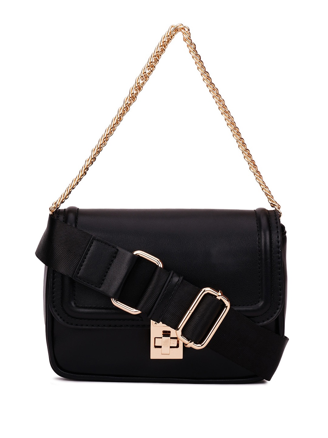 ALDO Black PU Structured Sling Bag