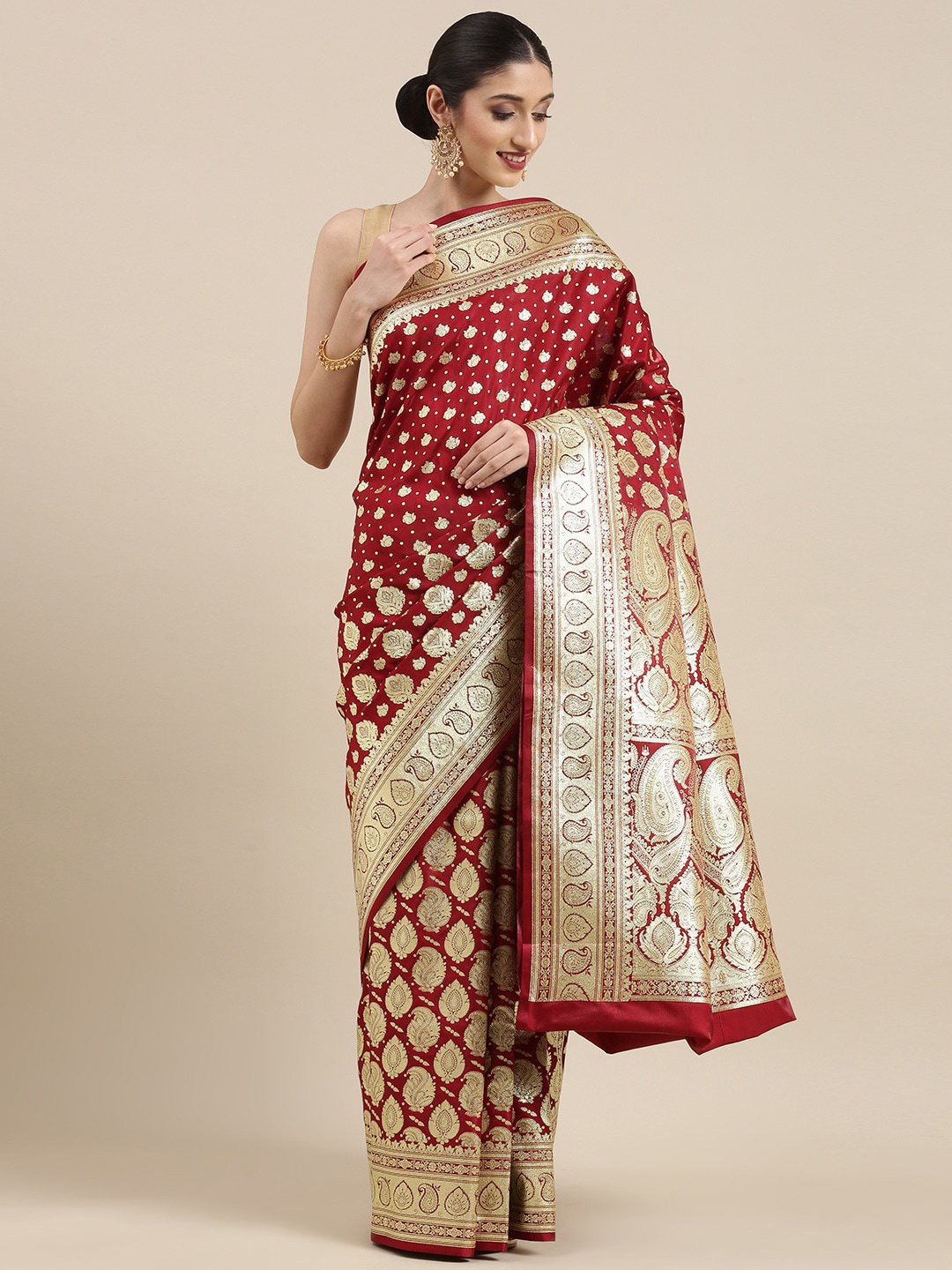 PTIEPL Banarasi Silk Works Ethnic Motifs Woven Design Zari Satin Banarasi Saree, Maroon
PTIEPL Banarasi Silk Works Ethnic Motifs Woven Design Zari Satin Banarasi Saree, Maroon