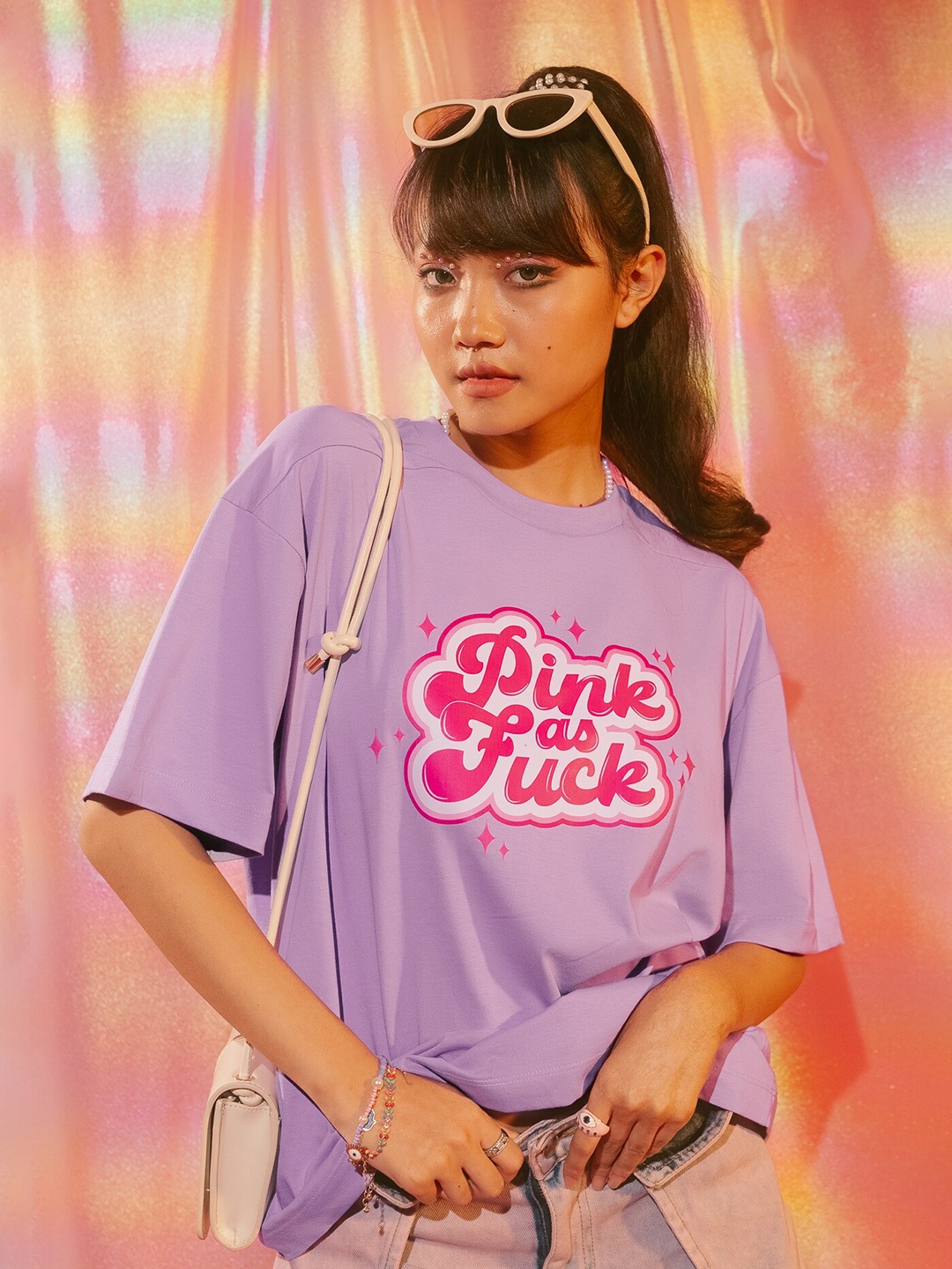 FREAKINS Oversized Typography Printed Drop-Shoulder Sleeves Cotton T-shirt, Lavender
FREAKINS Oversized Typography Printed Drop-Shoulder Sleeves Cotton T-shirt, Lavender