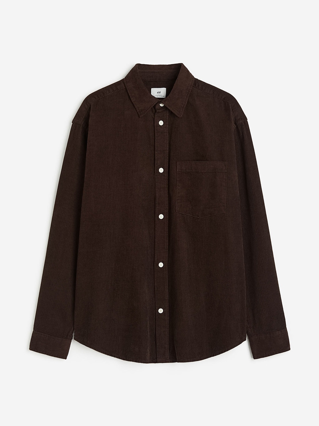 H&M Relaxed Fit Corduroy Pure Cotton Shirt, Brown