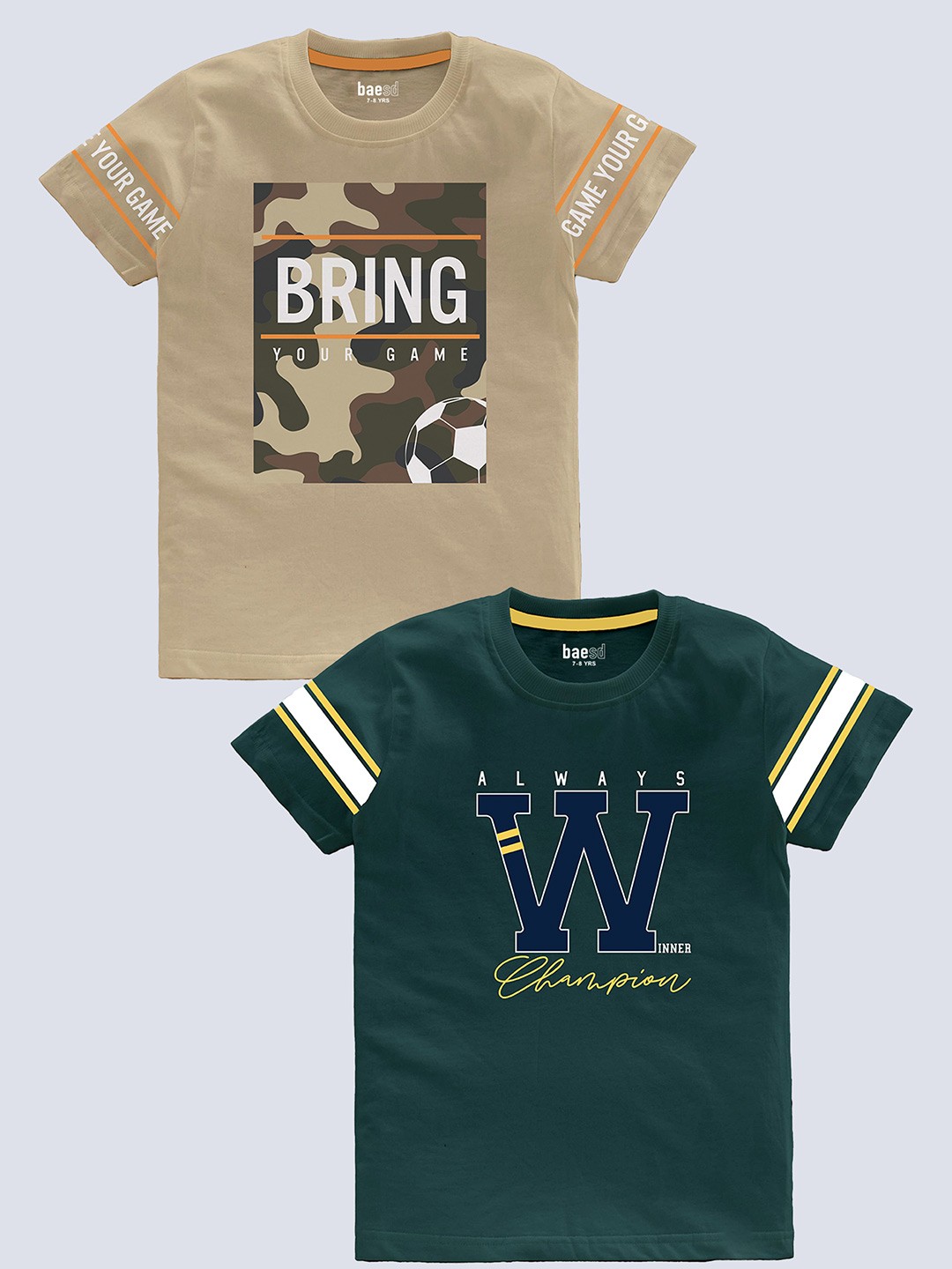 BAESD Boys Pack of 2 Typography Printed Round Neck Short Sleeves Pure Cotton T-shirt, Khaki
BAESD Boys Pack of 2 Typography Printed Round Neck Short Sleeves Pure Cotton T-shirt, Khaki