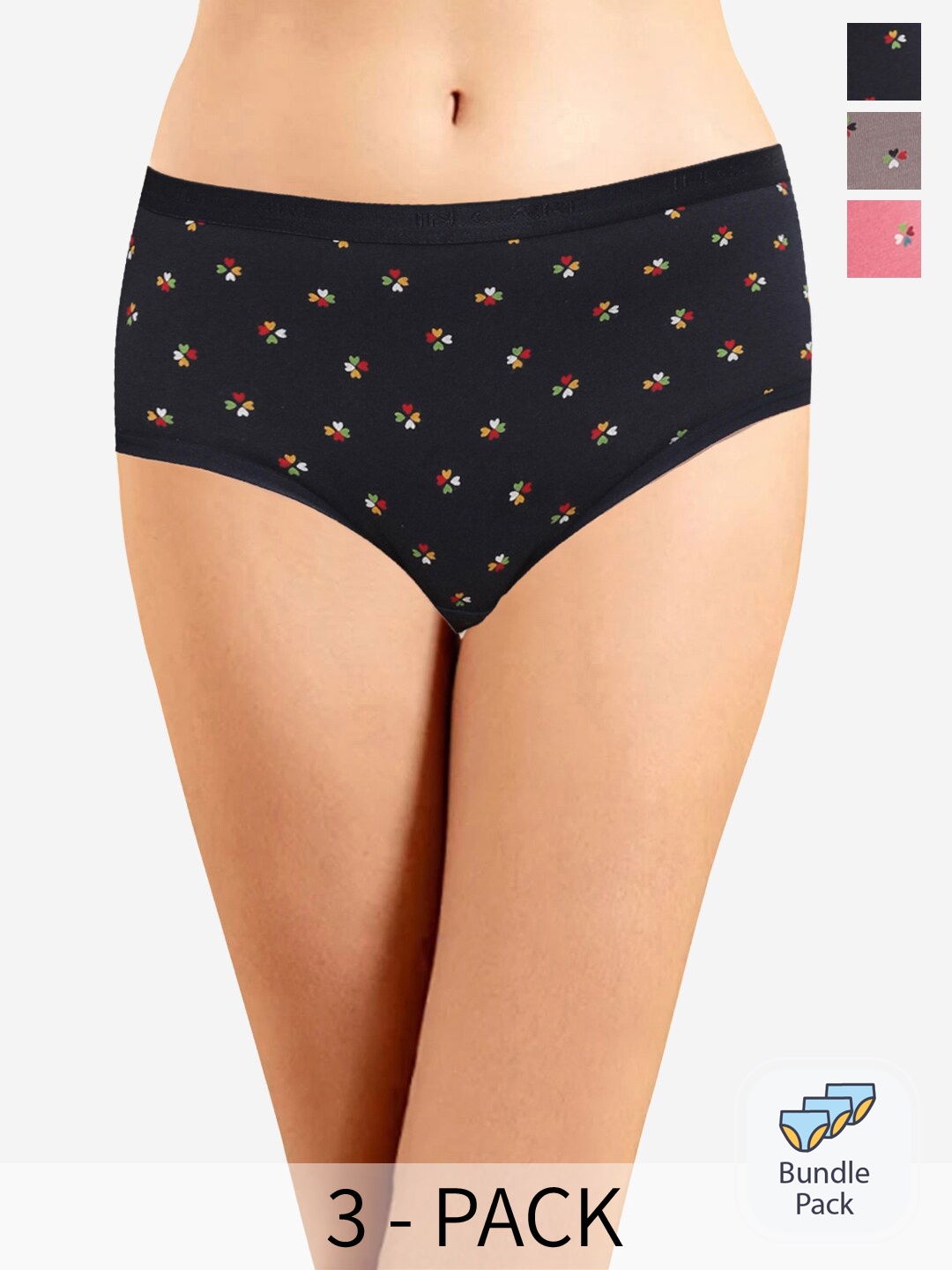 In Care Pack of 3 Anti Bacterial Floral Printed Mid-Rise Cotton Hipster Briefs ICOE-058_M, Grey
In Care Pack of 3 Anti Bacterial Floral Printed Mid-Rise Cotton Hipster Briefs ICOE-058_M, Grey