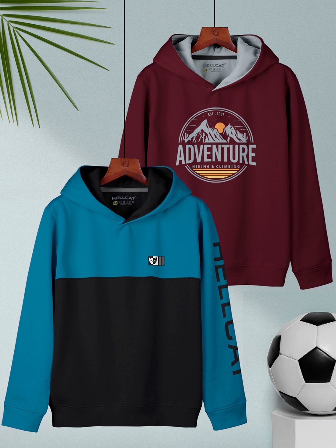 HELLCAT Boys Pack Of 2 Colourblocked Regular Fit Hooded Casual T-shirt, Turquoise blue
HELLCAT Boys Pack Of 2 Colourblocked Regular Fit Hooded Casual T-shirt, Turquoise blue