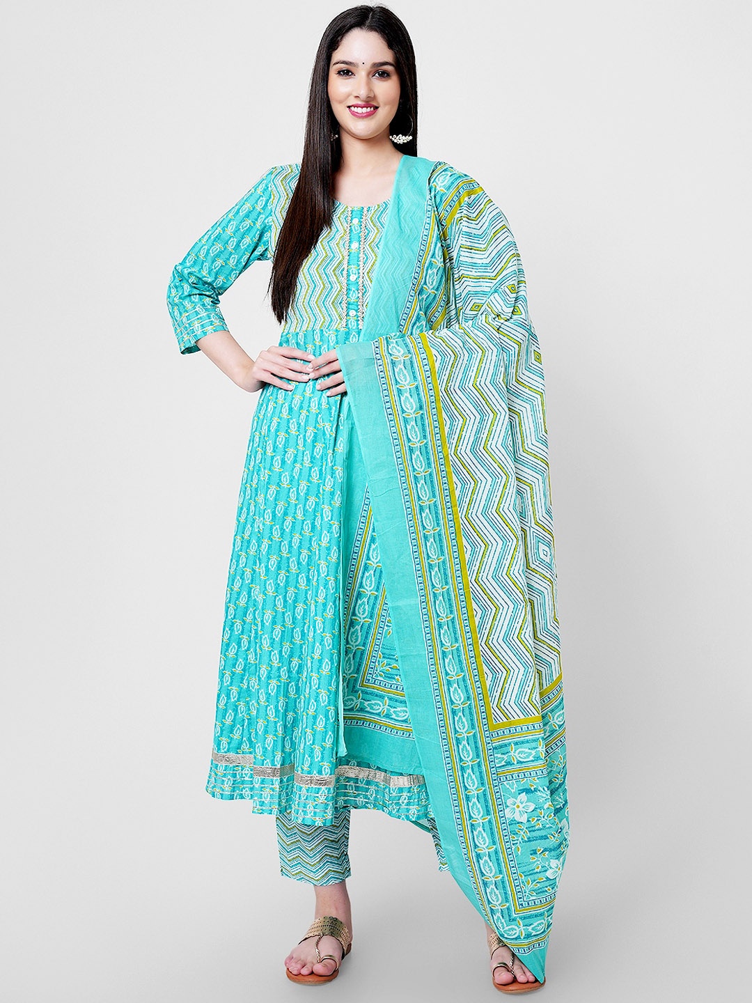 KALINI Ethnic Motif Printed Gotta Patti Pure Cotton Kurta with Trouser & With Dupatta, Sea green
KALINI Ethnic Motif Printed Gotta Patti Pure Cotton Kurta with Trouser & With Dupatta, Sea green