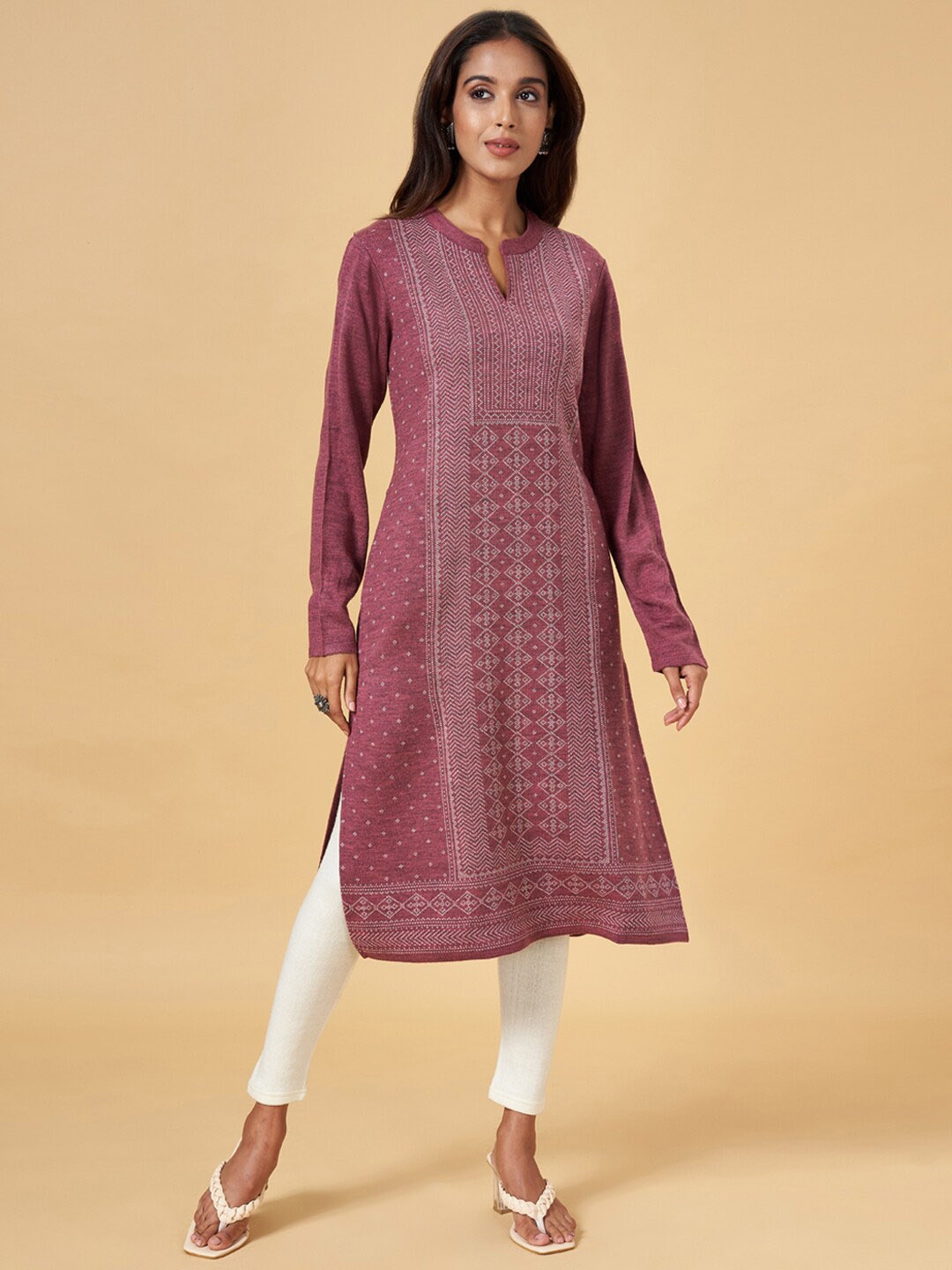 RANGMANCH BY PANTALOONS Ethnic Motifs Embroidered Thread Work Acrylic A-Line Kurta, Pink
RANGMANCH BY PANTALOONS Ethnic Motifs Embroidered Thread Work Acrylic A-Line Kurta, Pink