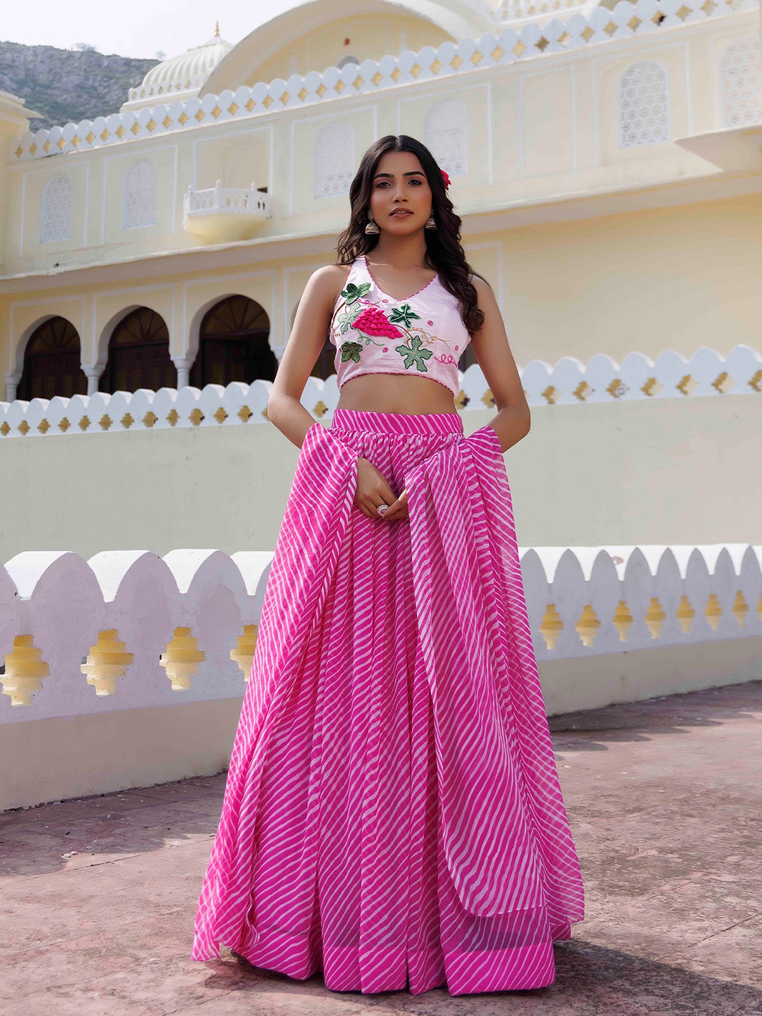 Ragavi Lehariya Printed Patchwork Ready to Wear Lehenga & Blouse With Dupatta, Pink
Ragavi Lehariya Printed Patchwork Ready to Wear Lehenga & Blouse With Dupatta, Pink