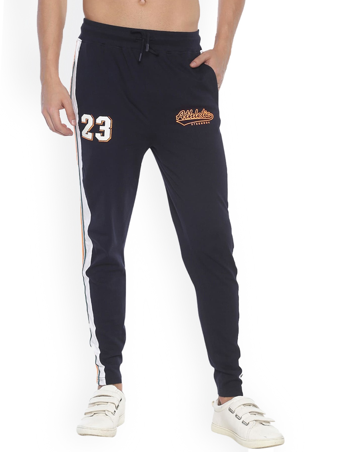 Steenbok Men Typography Printed Mid-Rise Straight -Fit Cotton Track Pants, Navy blue
Steenbok Men Typography Printed Mid-Rise Straight -Fit Cotton Track Pants, Navy blue