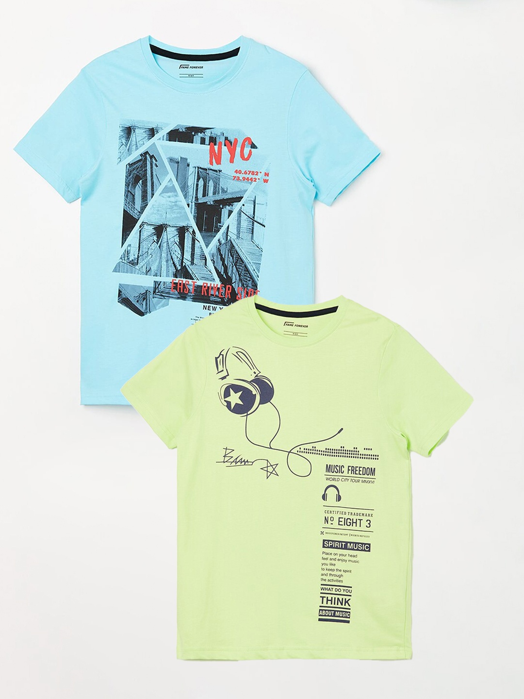 Fame Forever by Lifestyle Boys Pack Of 2 Printed Short Sleeves Pure Cotton T-shirt, Yellow
Fame Forever by Lifestyle Boys Pack Of 2 Printed Short Sleeves Pure Cotton T-shirt, Yellow