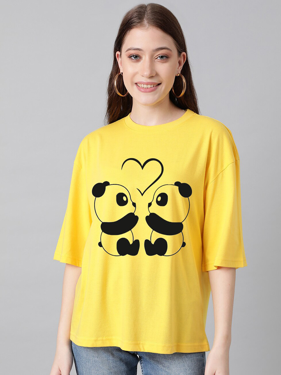 Kotty Graphic Printed Round Neck Drop-Shoulder Sleeves Oversized Fit Cotton T-Shirt, Yellow
Kotty Graphic Printed Round Neck Drop-Shoulder Sleeves Oversized Fit Cotton T-Shirt, Yellow