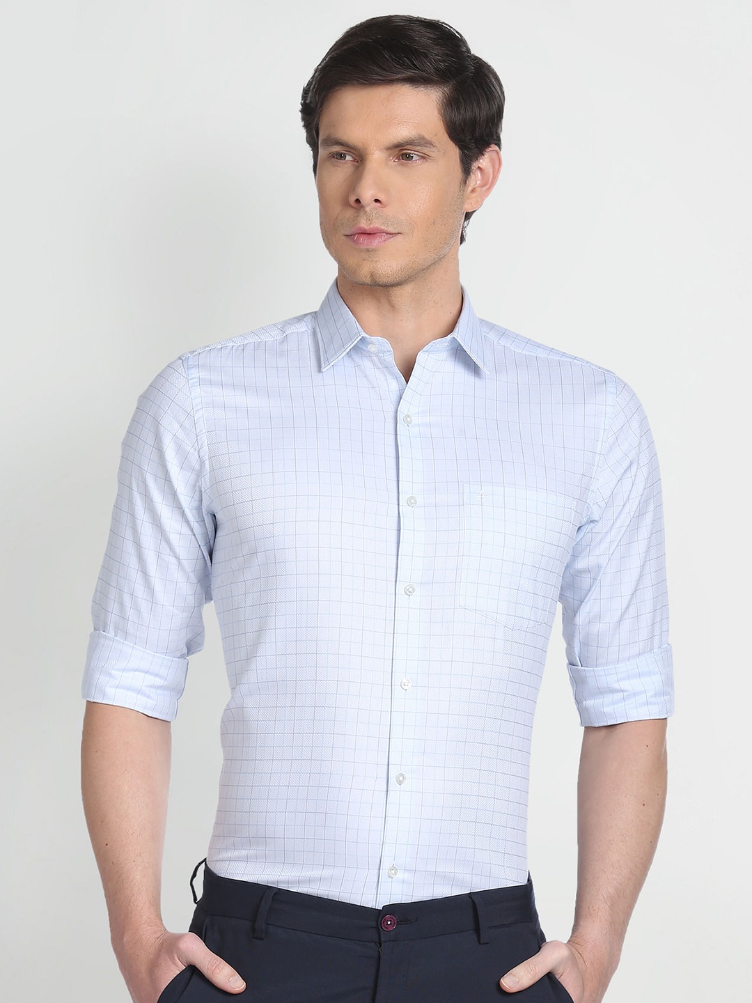 Arrow Grid Tattersall Checked Spread Collar Chest Pocket Pure Cotton Formal Shirt, Blue
Arrow Grid Tattersall Checked Spread Collar Chest Pocket Pure Cotton Formal Shirt, Blue
