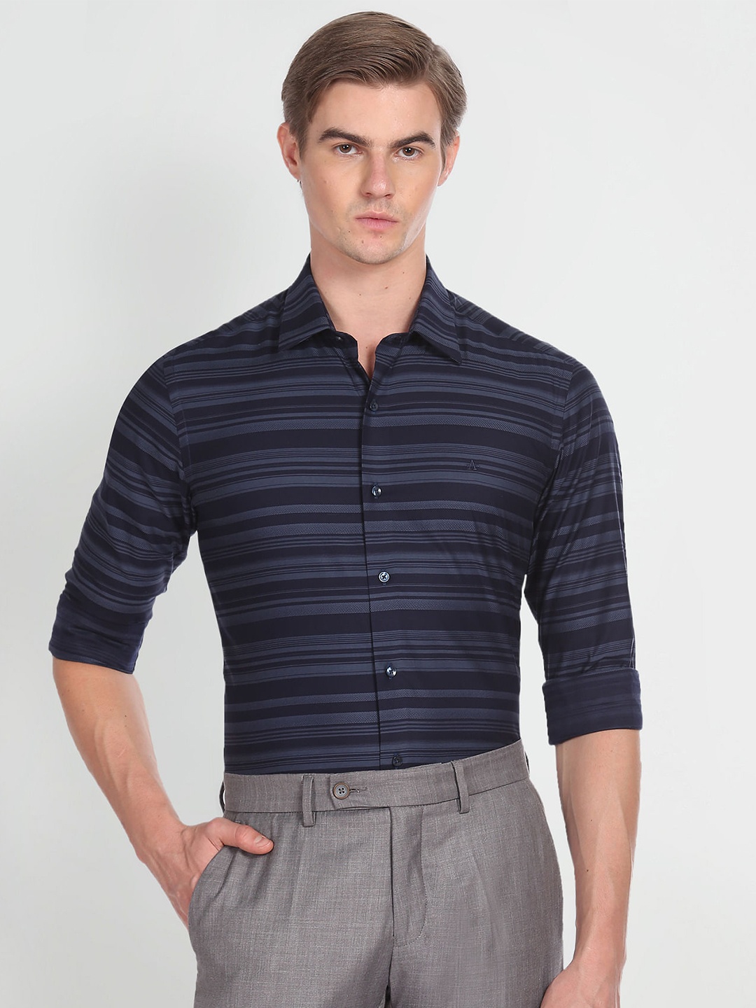 Arrow New York Slim Fit Horizontal Striped Twill Formal Pure Cotton Shirt, Navy blue
Arrow New York Slim Fit Horizontal Striped Twill Formal Pure Cotton Shirt, Navy blue