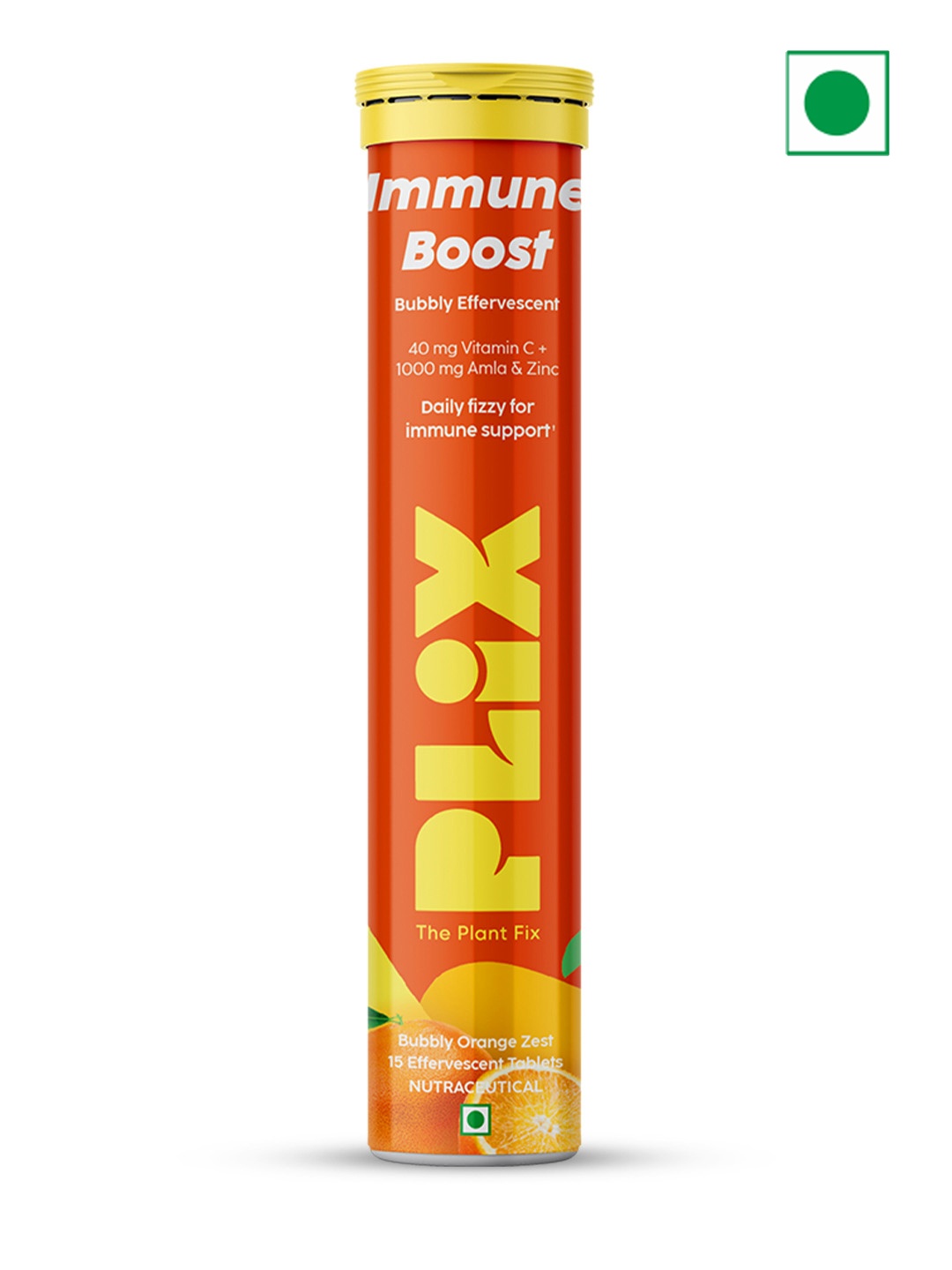 PLIX THE PLANT FIX Immune Boost Bubbly Vitamin C & Amla Effervescent Tablets - 15 Tablets, Orange
PLIX THE PLANT FIX Immune Boost Bubbly Vitamin C & Amla Effervescent Tablets - 15 Tablets, Orange