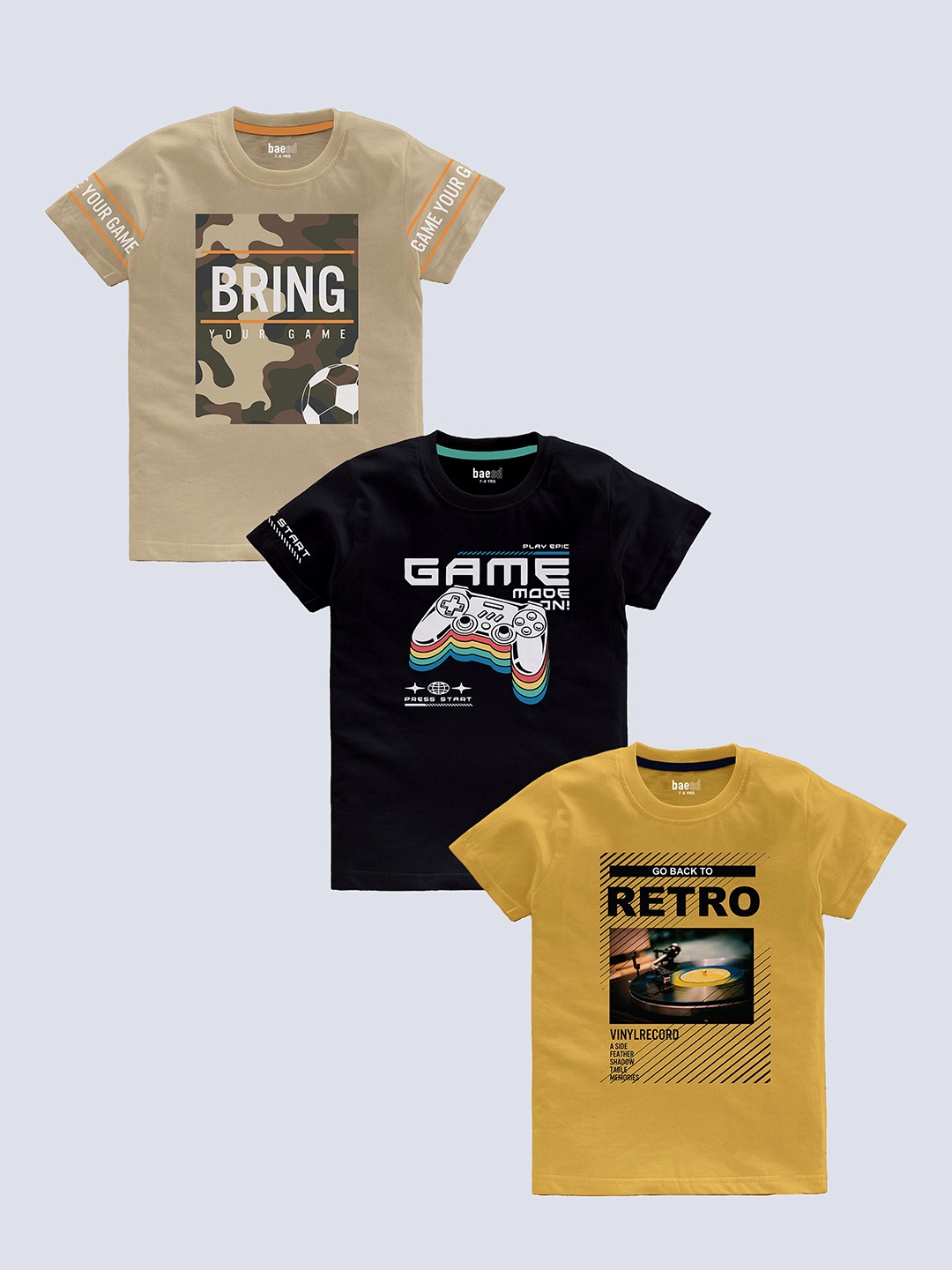 BAESD Boys Pack of 3 Typography Printed Round Neck Short Sleeves Pure Cotton T-shirt, Khaki
BAESD Boys Pack of 3 Typography Printed Round Neck Short Sleeves Pure Cotton T-shirt, Khaki
