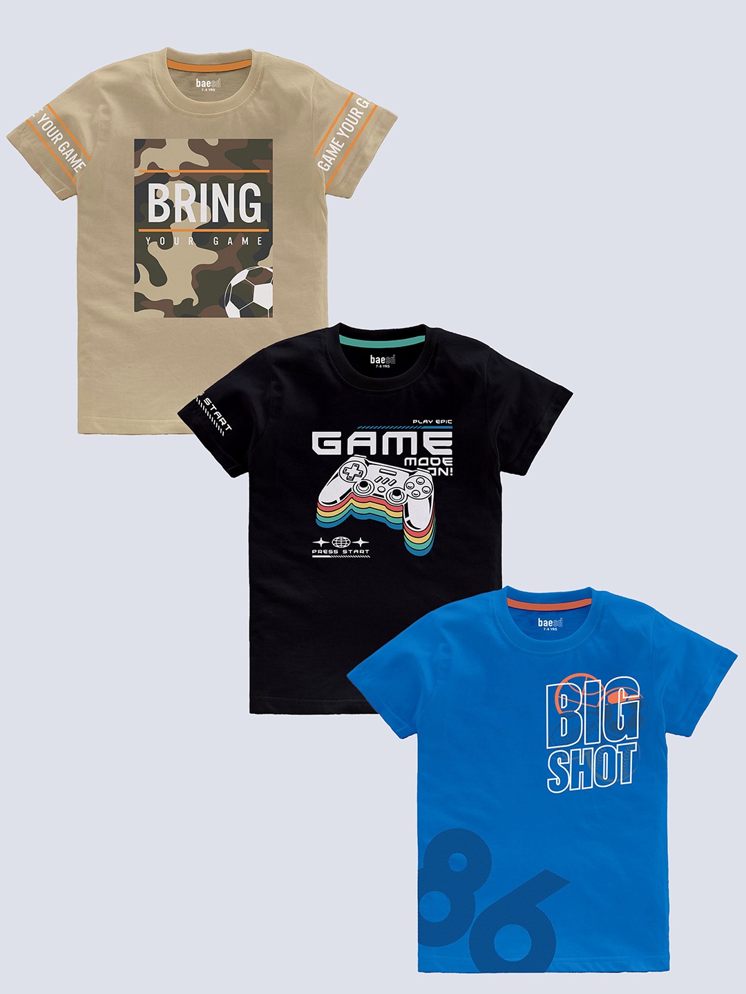 BAESD Boys Pack of 3 Typography Printed Round Neck Short Sleeves Pure Cotton T-shirt, Khaki
BAESD Boys Pack of 3 Typography Printed Round Neck Short Sleeves Pure Cotton T-shirt, Khaki