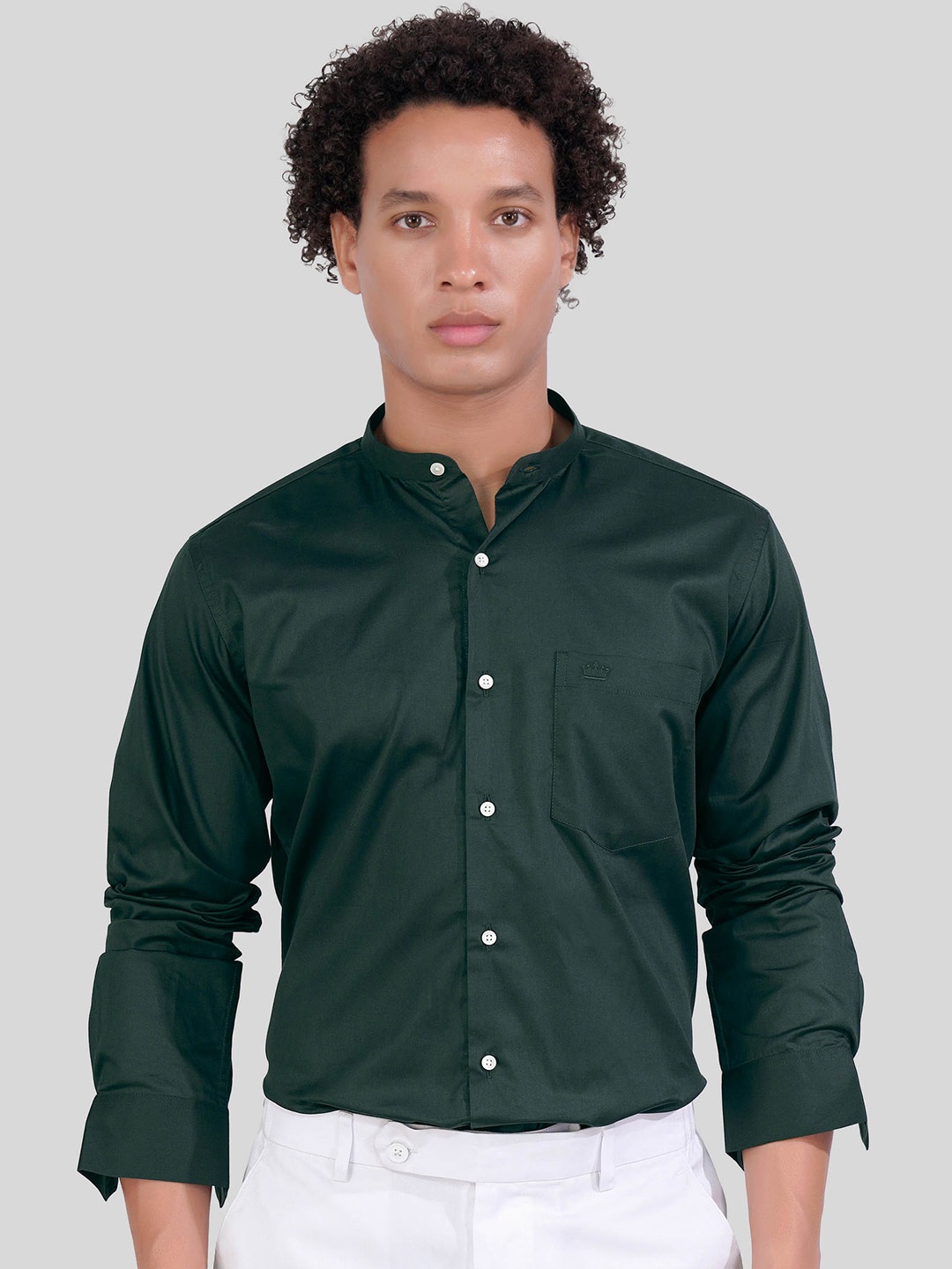 FRENCH CROWN Standard Regular Fit Band Collar Long Sleeves Pocket Premium Cotton Shirt, Green
FRENCH CROWN Standard Regular Fit Band Collar Long Sleeves Pocket Premium Cotton Shirt, Green