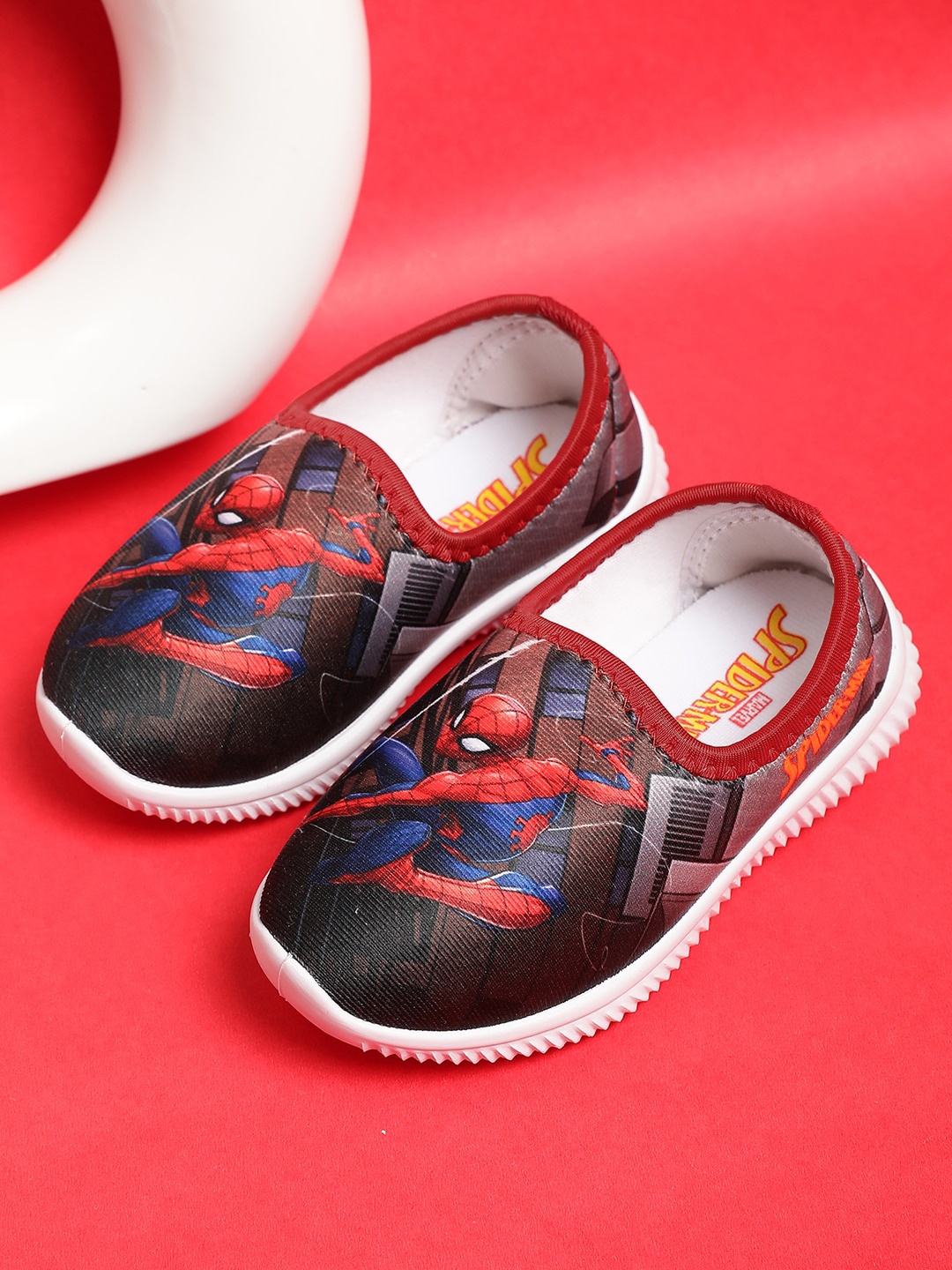 Kids Ville Boys Spiderman Printed Textile Comfort Insole Contrast Sole Slip On Sneakers, Red
Kids Ville Boys Spiderman Printed Textile Comfort Insole Contrast Sole Slip On Sneakers, Red
