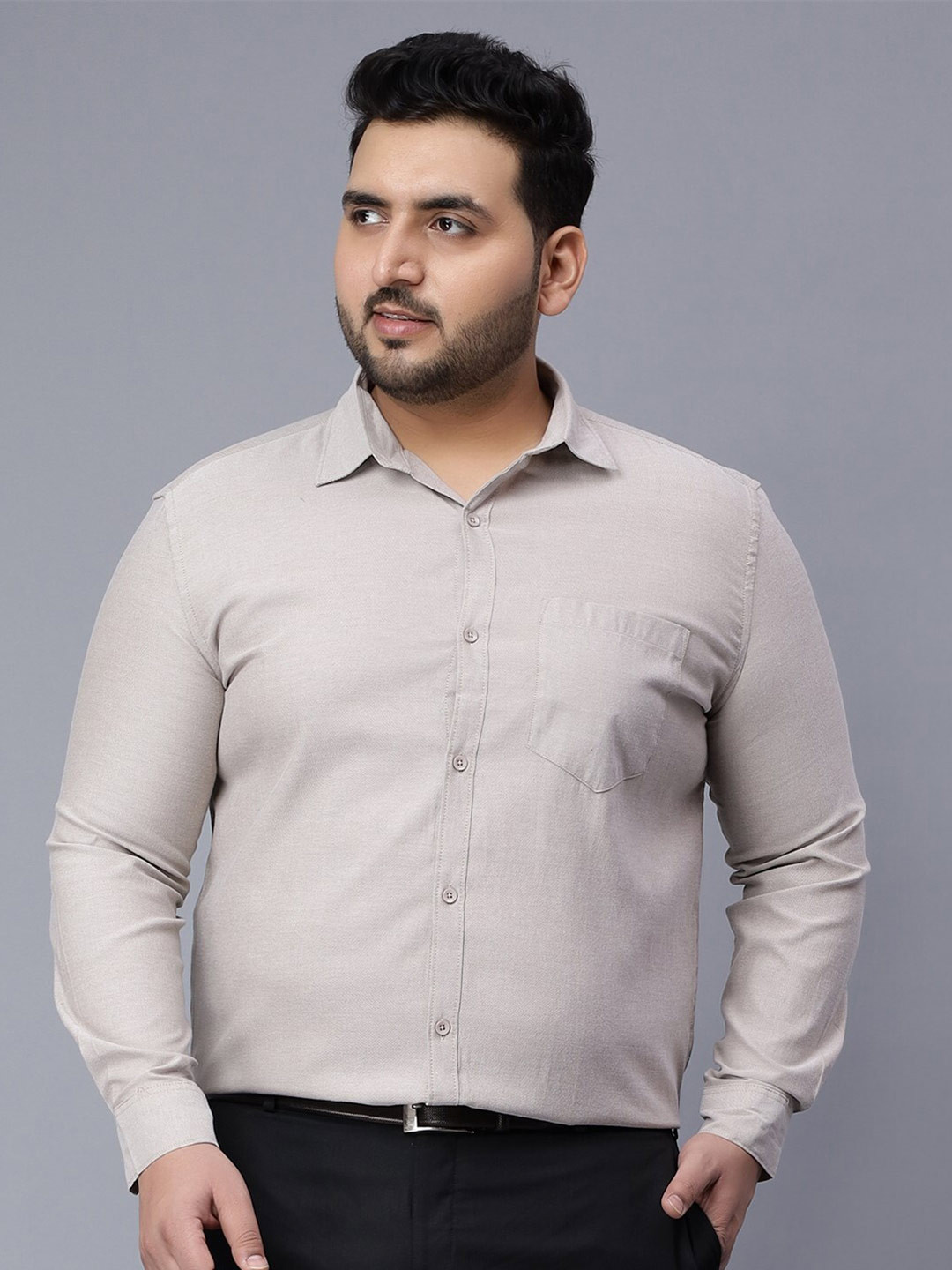 Toodle Plus Comfort Regular Fit Cutaway Collar Long Sleeves Plus Size Cotton Formal Shirt, Beige 
Toodle Plus Comfort Regular Fit Cutaway Collar Long Sleeves Plus Size Cotton Formal Shirt, Beige