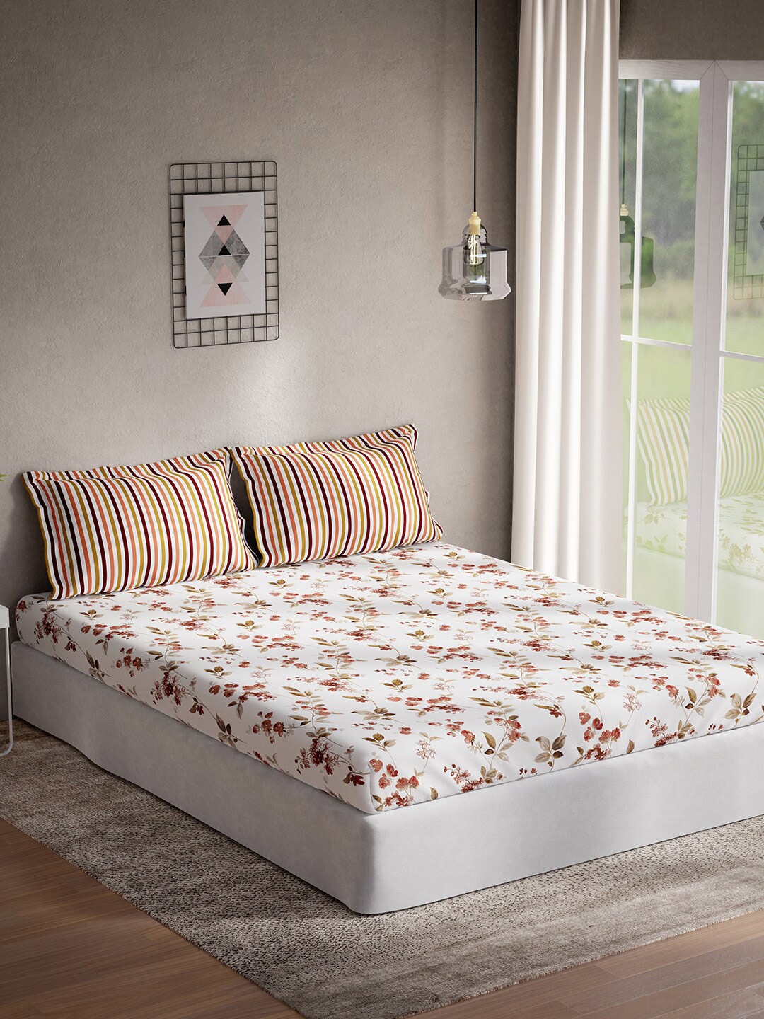 DDecor Live Beautiful White & Red Floral Cotton 144 TC Queen Bedsheet with 2 Pillow Covers
DDecor Live Beautiful White & Red Floral Cotton 144 TC Queen Bedsheet with 2 Pillow Covers
