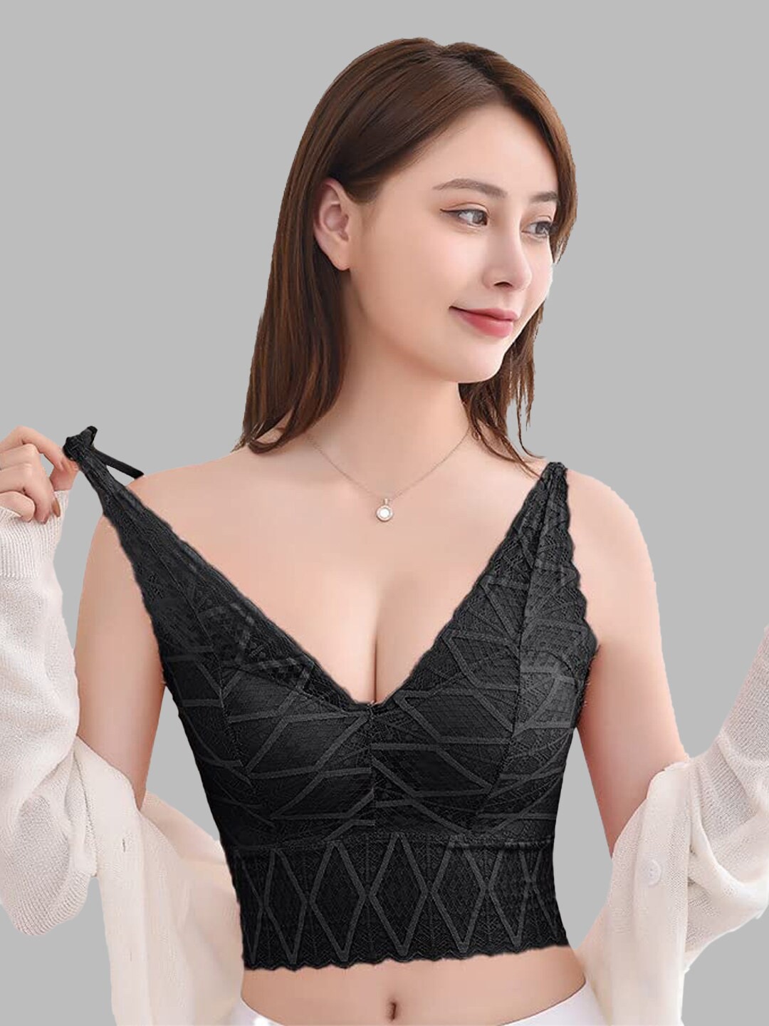 FIMBUL Self Design Medium Coverage Non Padded Bralette Bra With All Day Comfort, Black
FIMBUL Self Design Medium Coverage Non Padded Bralette Bra With All Day Comfort, Black