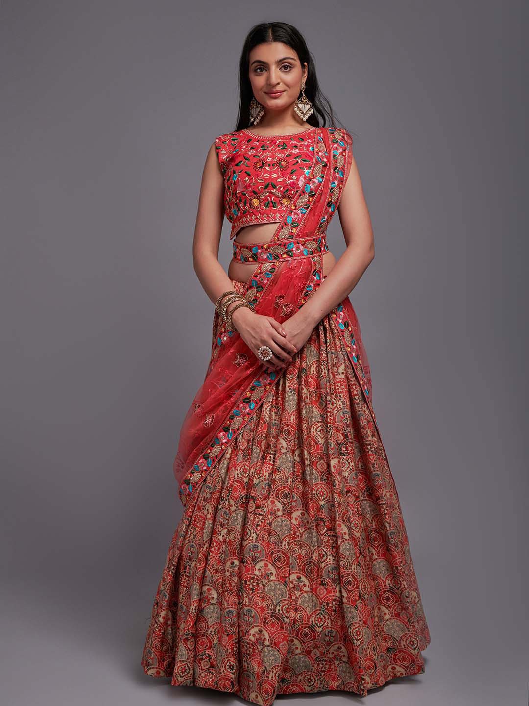 Mitera Embroidered Thread Work Semi-Stitched Lehenga & Unstitched Blouse With Dupatta, Red
Mitera Embroidered Thread Work Semi-Stitched Lehenga & Unstitched Blouse With Dupatta, Red