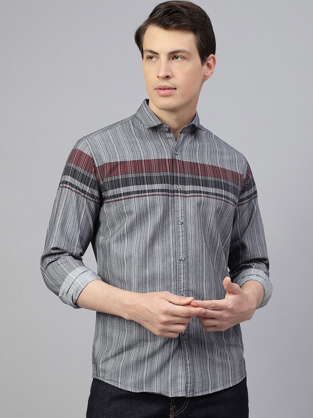 Richlook Standard Fit Multi Stripes Striped Spread Collar Long Sleeves Casual Shirt, Grey
Richlook Standard Fit Multi Stripes Striped Spread Collar Long Sleeves Casual Shirt, Grey