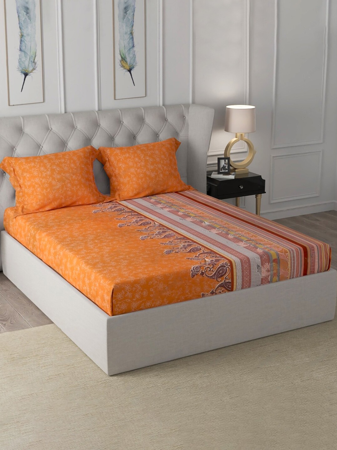 Cloth Fusion Bedvibes Orange Print Cotton 180 TC Fitted King Bedsheet With 2 Pillow Covers
Cloth Fusion Bedvibes Orange Print Cotton 180 TC Fitted King Bedsheet With 2 Pillow Covers