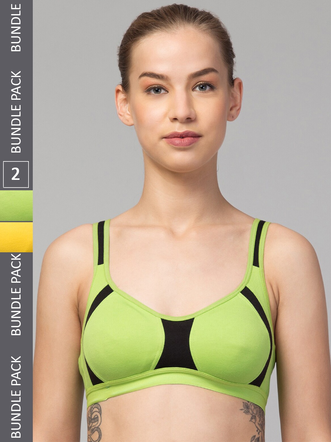 Apraa & Parma Pack Of 2 Colourblocked Full Coverage Non Padded Organic Sports Bra, Yellow
Apraa & Parma Pack Of 2 Colourblocked Full Coverage Non Padded Organic Sports Bra, Yellow