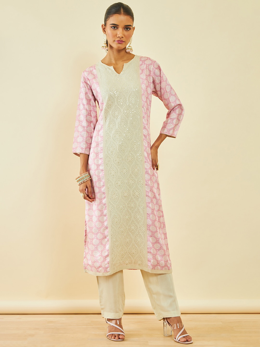 Soch Ethnic Motifs Embroidered Sequinned Straight Kurta With Trousers & Dupatta, Pink
Soch Ethnic Motifs Embroidered Sequinned Straight Kurta With Trousers & Dupatta, Pink