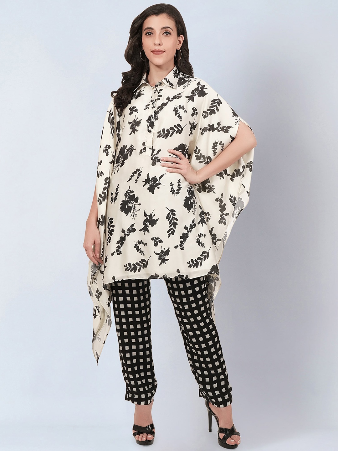 First Resort by Ramola Bachchan Floral Printed Shirt Collar Kaftan Kurti & Trousers, Cream
First Resort by Ramola Bachchan Floral Printed Shirt Collar Kaftan Kurti & Trousers, Cream