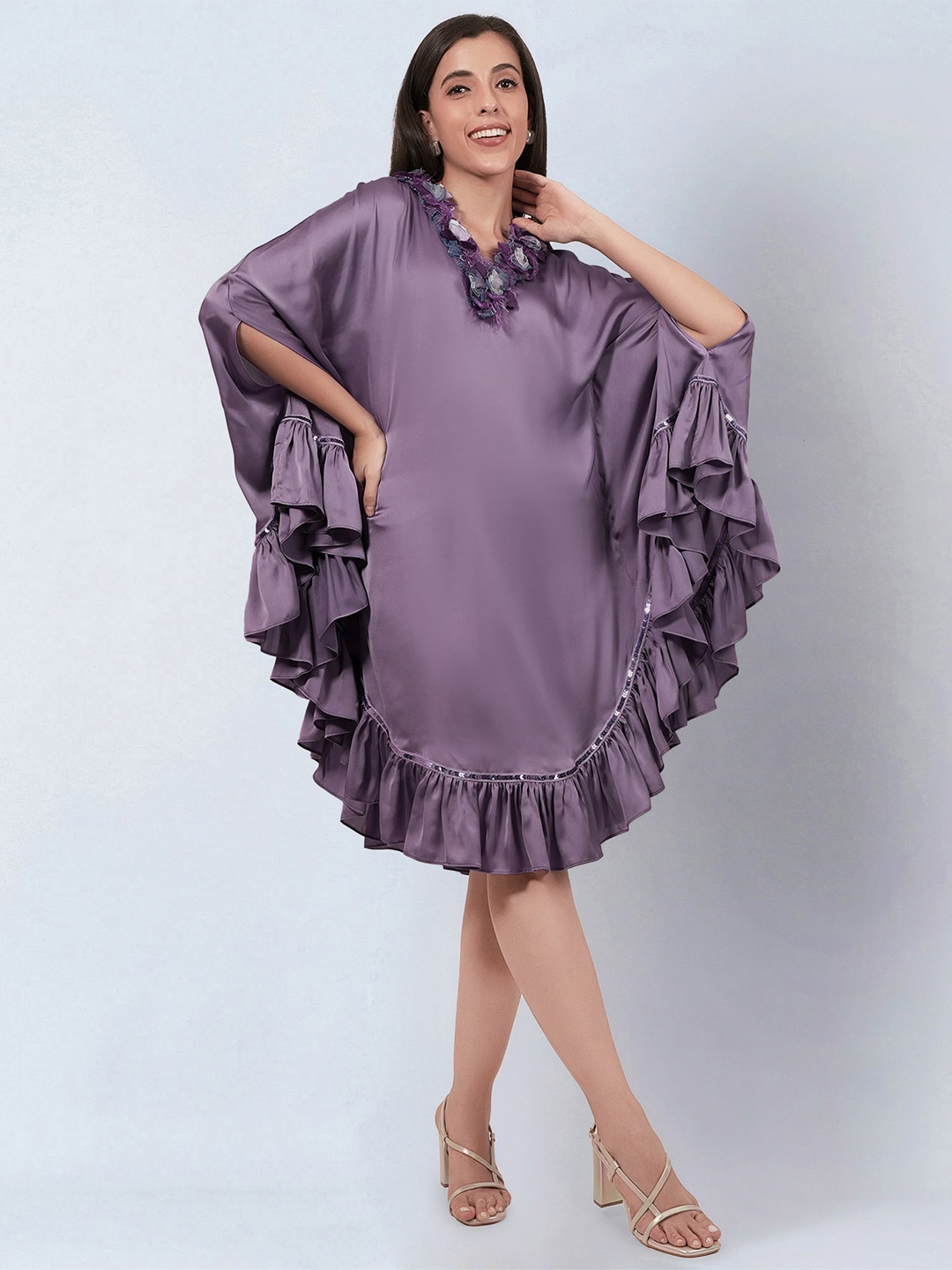 First Resort by Ramola Bachchan V-Neck Flared Sleeve Ruffled Detail A-Line Dress, Purple
First Resort by Ramola Bachchan V-Neck Flared Sleeve Ruffled Detail A-Line Dress, Purple