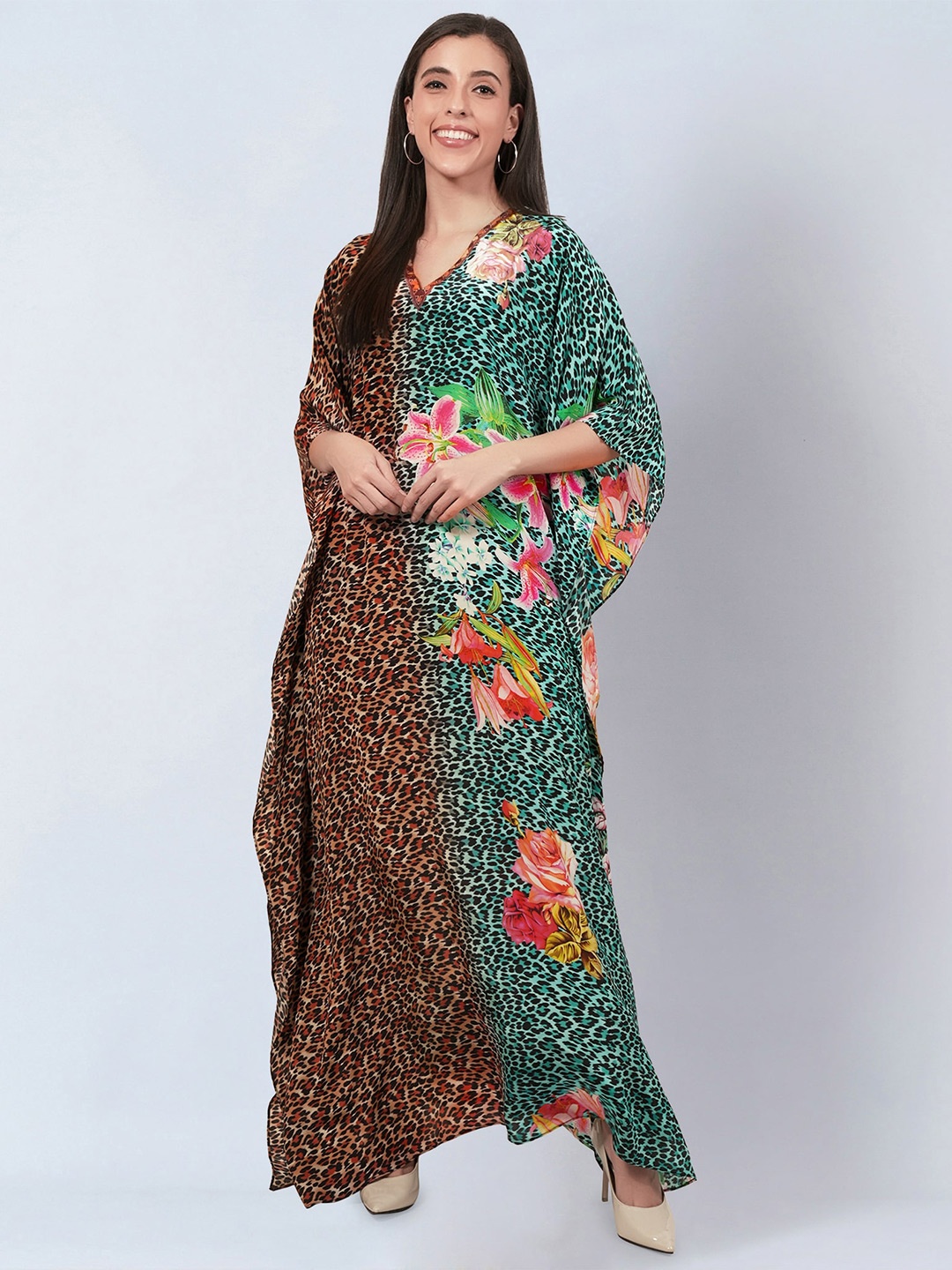 First Resort by Ramola Bachchan Animal Printed V-Neck Modal Kaftan Maxi Dress, Brown
First Resort by Ramola Bachchan Animal Printed V-Neck Modal Kaftan Maxi Dress, Brown