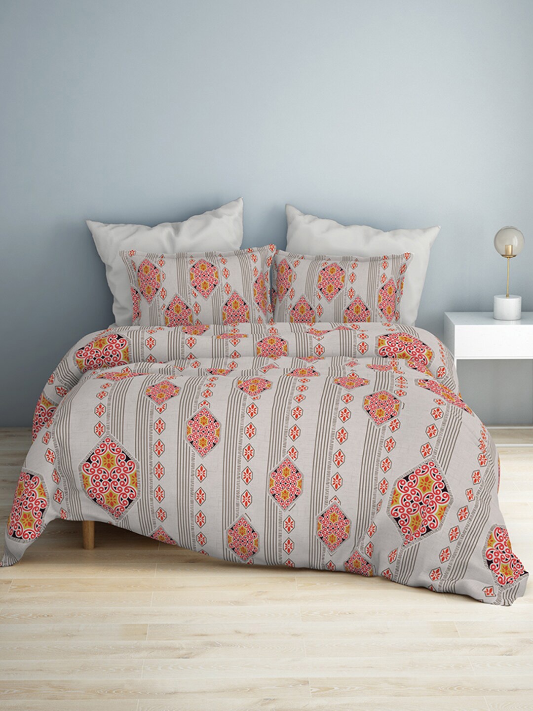 SPACES Aurum Grey Ethnic Motifs Pure Cotton 140 TC Queen Bedsheet with 2 Pillow Covers
SPACES Aurum Grey Ethnic Motifs Pure Cotton 140 TC Queen Bedsheet with 2 Pillow Covers