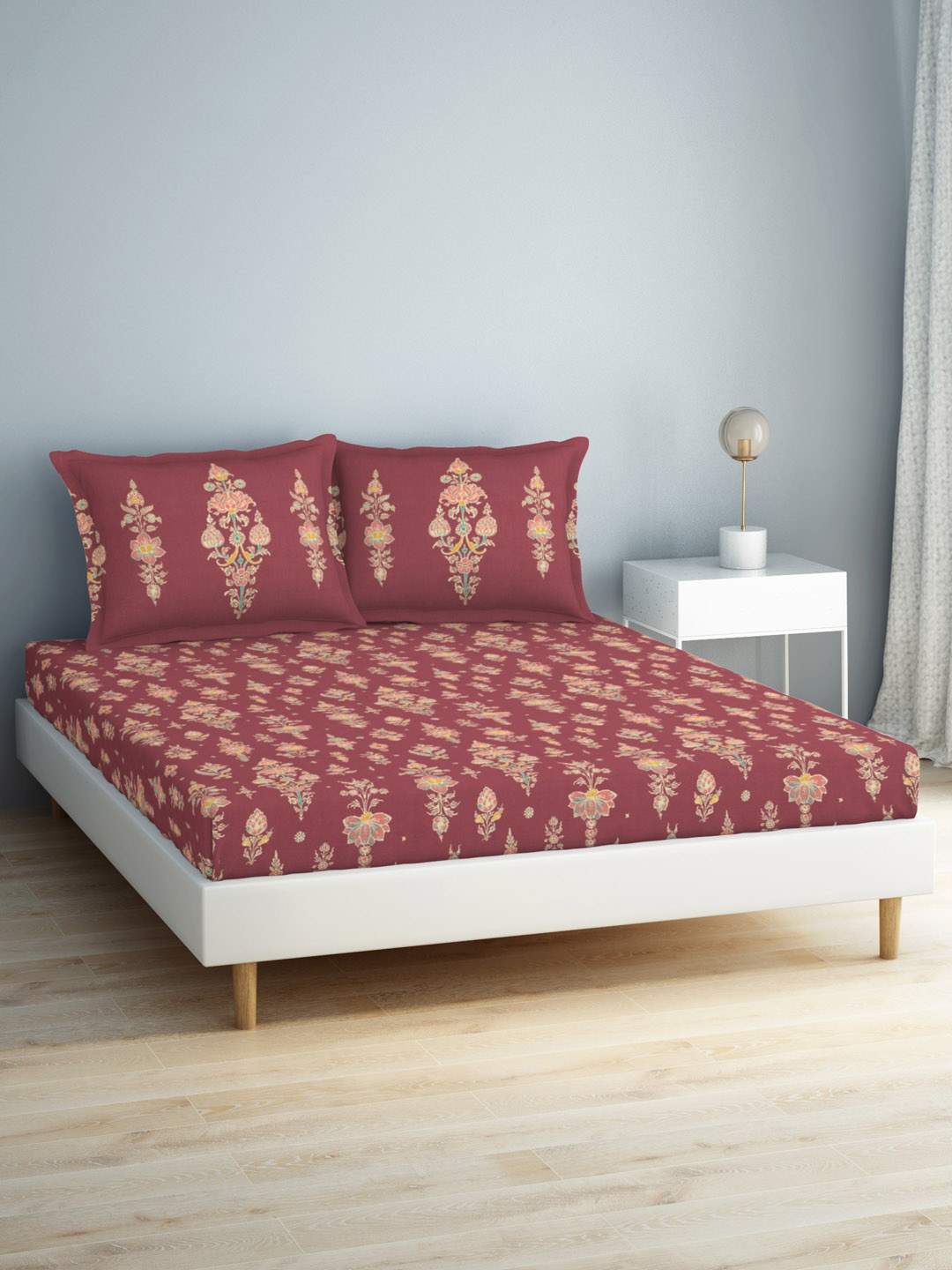 SPACES Aurum Red Ethnic Motifs Pure Cotton 140 TC Queen Bedsheet with 2 Pillow Covers
SPACES Aurum Red Ethnic Motifs Pure Cotton 140 TC Queen Bedsheet with 2 Pillow Covers