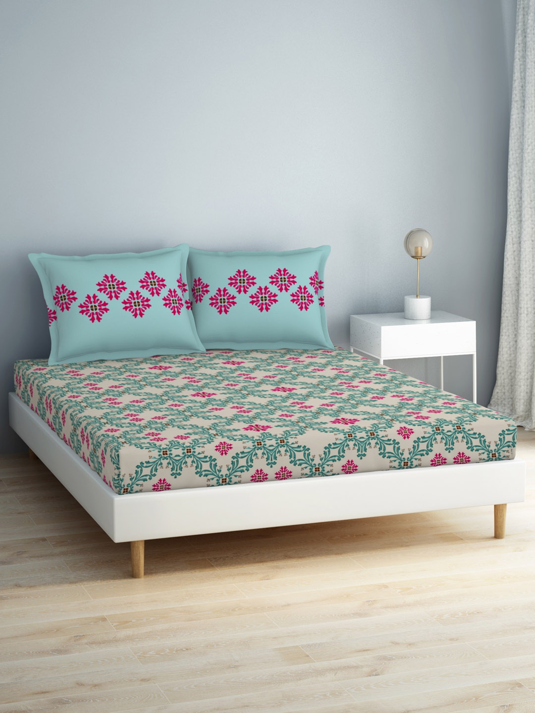 SPACES Aurum Blue Ethnic Motifs Pure Cotton 140 TC Queen Bedsheet With 2 Pillow Covers
SPACES Aurum Blue Ethnic Motifs Pure Cotton 140 TC Queen Bedsheet With 2 Pillow Covers