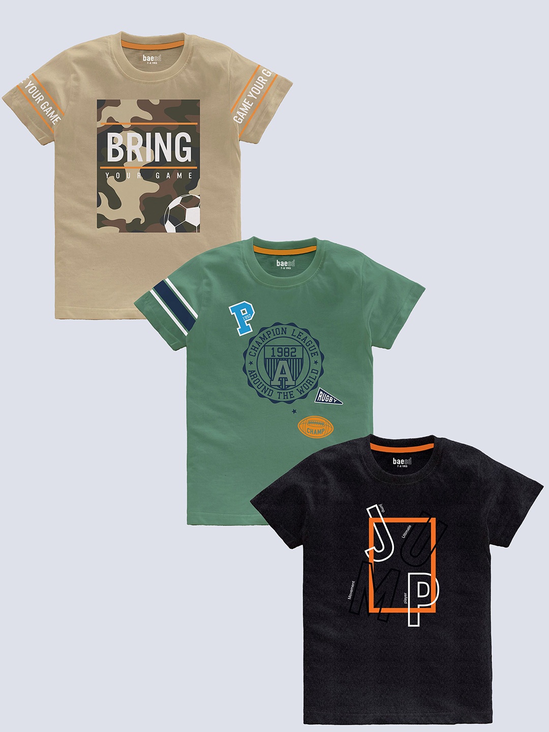 BAESD Boys Pack of 3 Typography Printed Round Neck Short Sleeves Pure Cotton T-shirt, Khaki
BAESD Boys Pack of 3 Typography Printed Round Neck Short Sleeves Pure Cotton T-shirt, Khaki