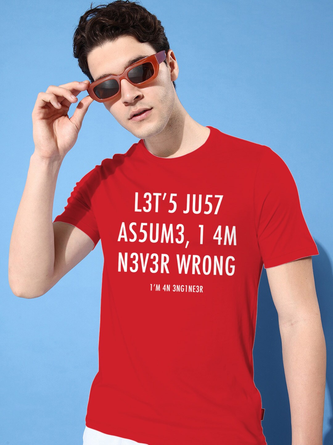Harvard Red Typography Printed Pure Cotton Casual T-shirt