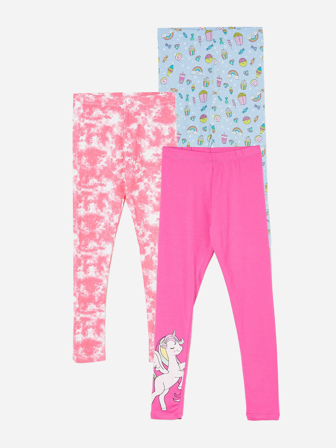 Fame Forever by Lifestyle Girls Pack Of 3 Printed Ankle Length Leggings, Pink 
Fame Forever by Lifestyle Girls Pack Of 3 Printed Ankle Length Leggings, Pink