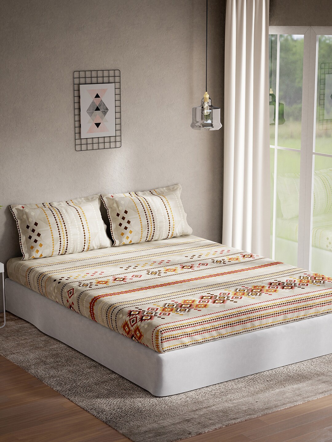 DDecor Beige & Orange Ethnic Motifs Cotton 144 TC Queen Bedsheet With 2 Pillow Covers
DDecor Beige & Orange Ethnic Motifs Cotton 144 TC Queen Bedsheet With 2 Pillow Covers