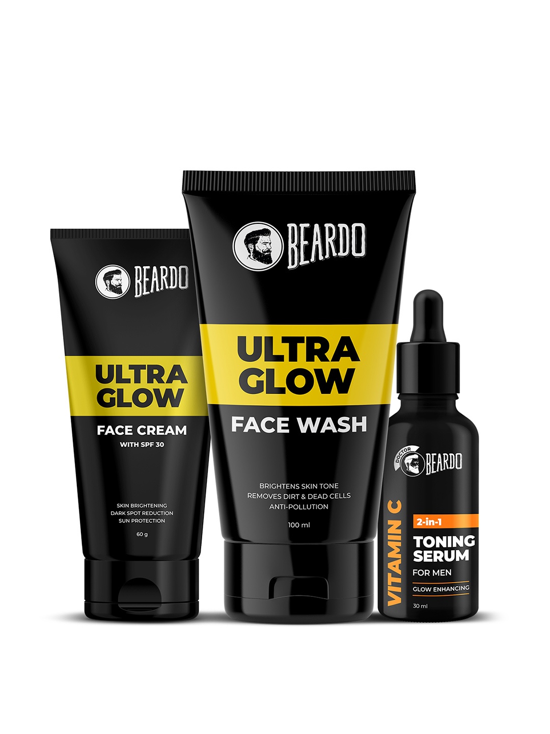 BEARDO Set of Ultra Glow Face Cream & Face Wash + Vitamin C 2 in 1 Toning Serum, Black
BEARDO Set of Ultra Glow Face Cream & Face Wash + Vitamin C 2 in 1 Toning Serum, Black