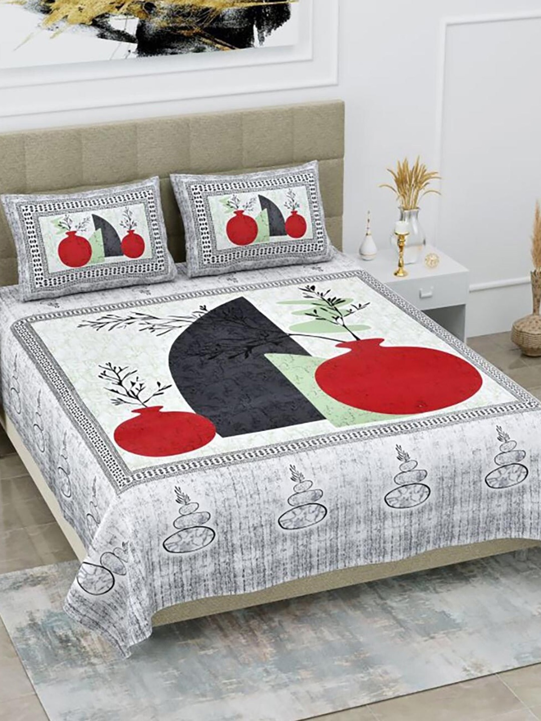 HOMETALES Blue & Grey Ethnic Motifs Cotton 104 TC King Bedsheet With 2 Pillow Covers
HOMETALES Blue & Grey Ethnic Motifs Cotton 104 TC King Bedsheet With 2 Pillow Covers
