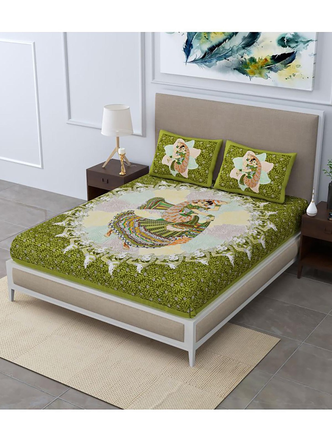 HOMETALES Green Orange Ethnic Motifs Cotton 104 TC King Bedsheet With 2 Pillow Covers
HOMETALES Green Orange Ethnic Motifs Cotton 104 TC King Bedsheet With 2 Pillow Covers