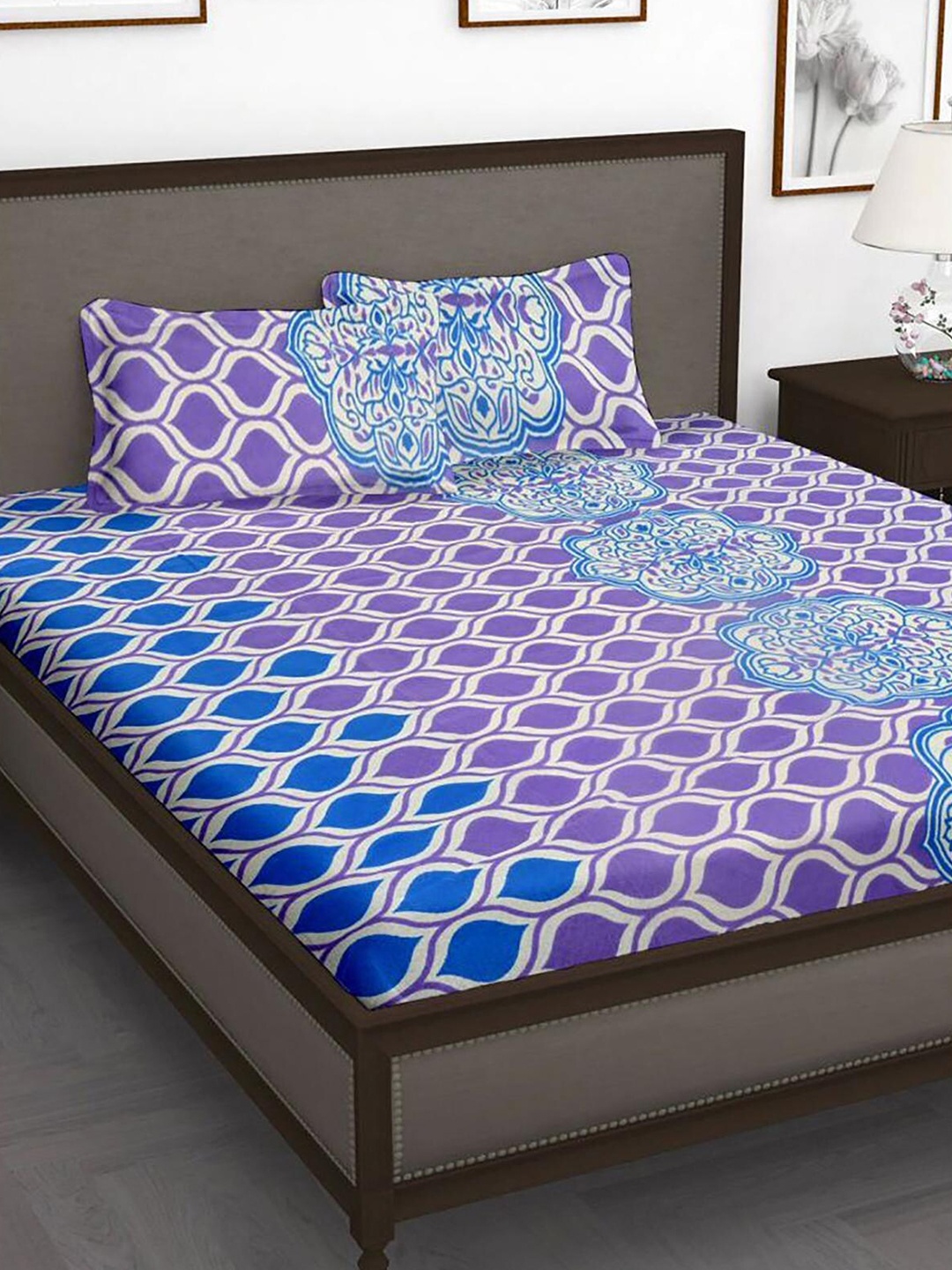 HOMETALES Purple & White Ethnic Motifs Cotton 104 TC King Bedsheet With 2 Pillow Covers
HOMETALES Purple & White Ethnic Motifs Cotton 104 TC King Bedsheet With 2 Pillow Covers