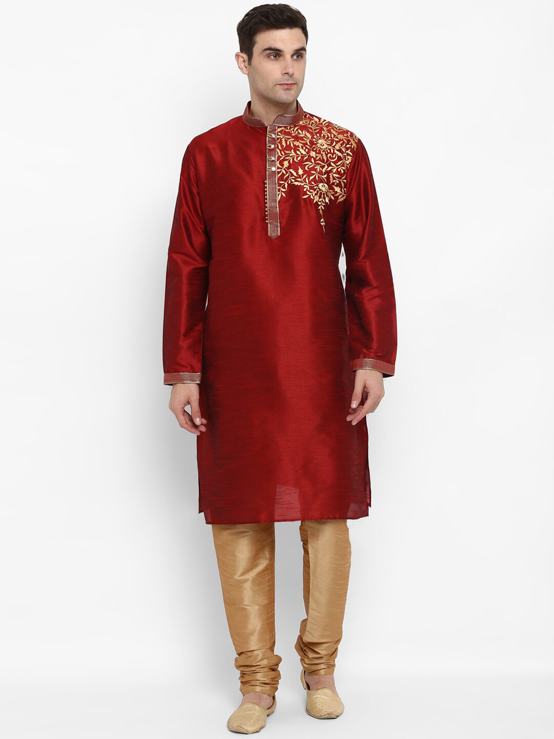 ROYAL KURTA Floral Embroidered Art Silk Kurta With Churidar, Maroon
ROYAL KURTA Floral Embroidered Art Silk Kurta With Churidar, Maroon