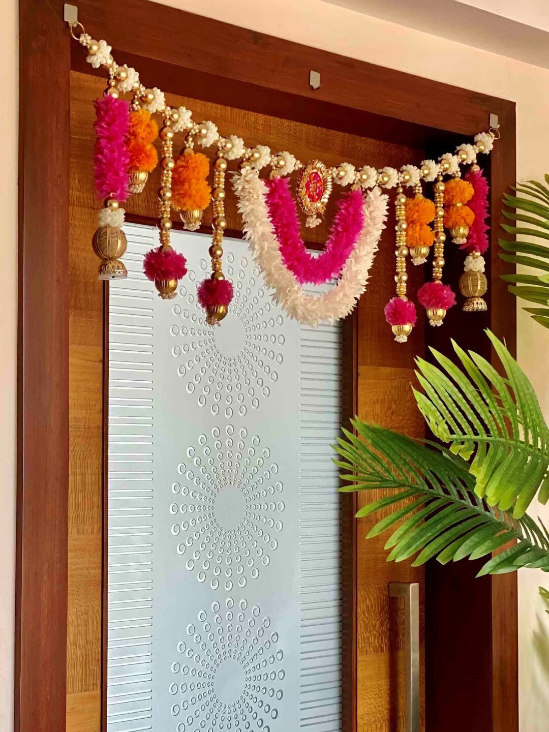 Mason Home White & Orange Artificial Flower Toran