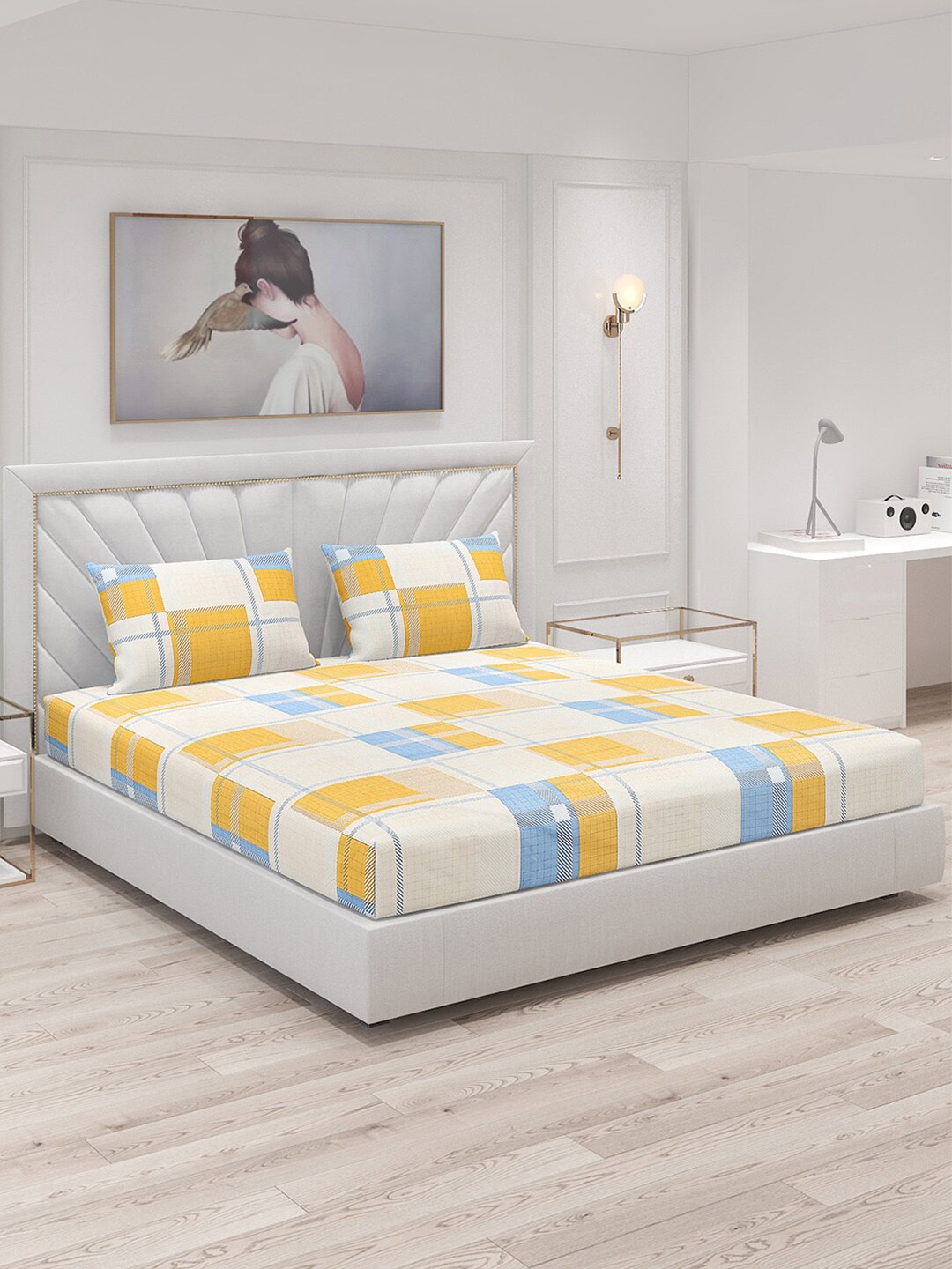 Monte Carlo Yellow & Blue Geometric Polyester 130 TC King Bedsheet With 2 Pillow Covers
Monte Carlo Yellow & Blue Geometric Polyester 130 TC King Bedsheet With 2 Pillow Covers