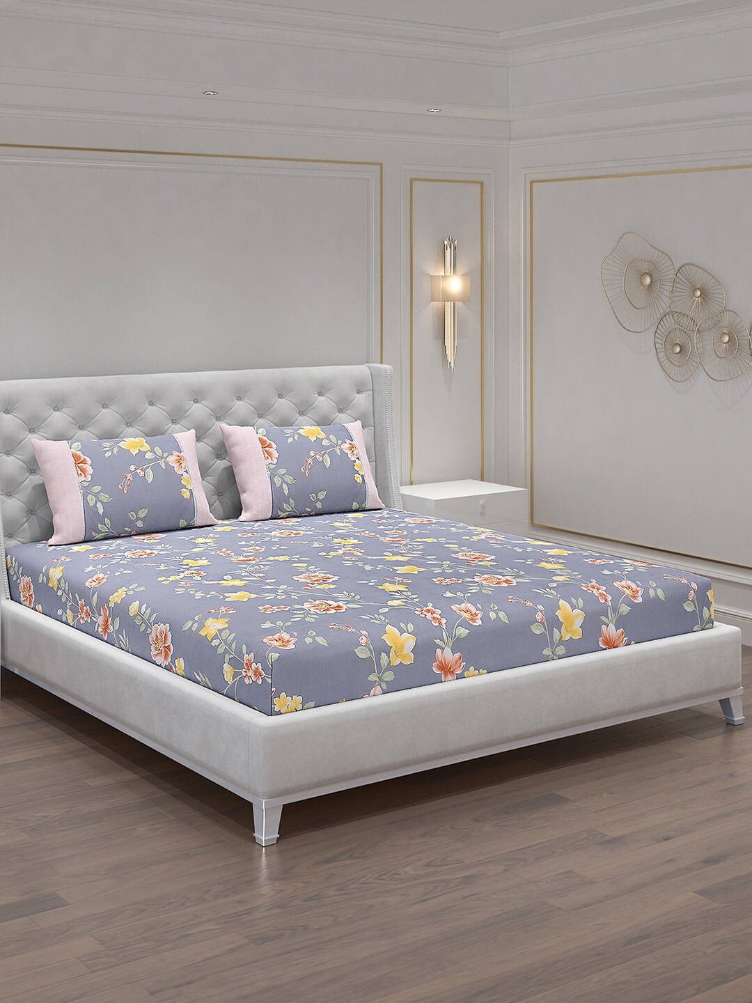 Monte Carlo Blue & Yellow Floral Polyester 130 TC King Bedsheet With 2 Pillow Covers
Monte Carlo Blue & Yellow Floral Polyester 130 TC King Bedsheet With 2 Pillow Covers