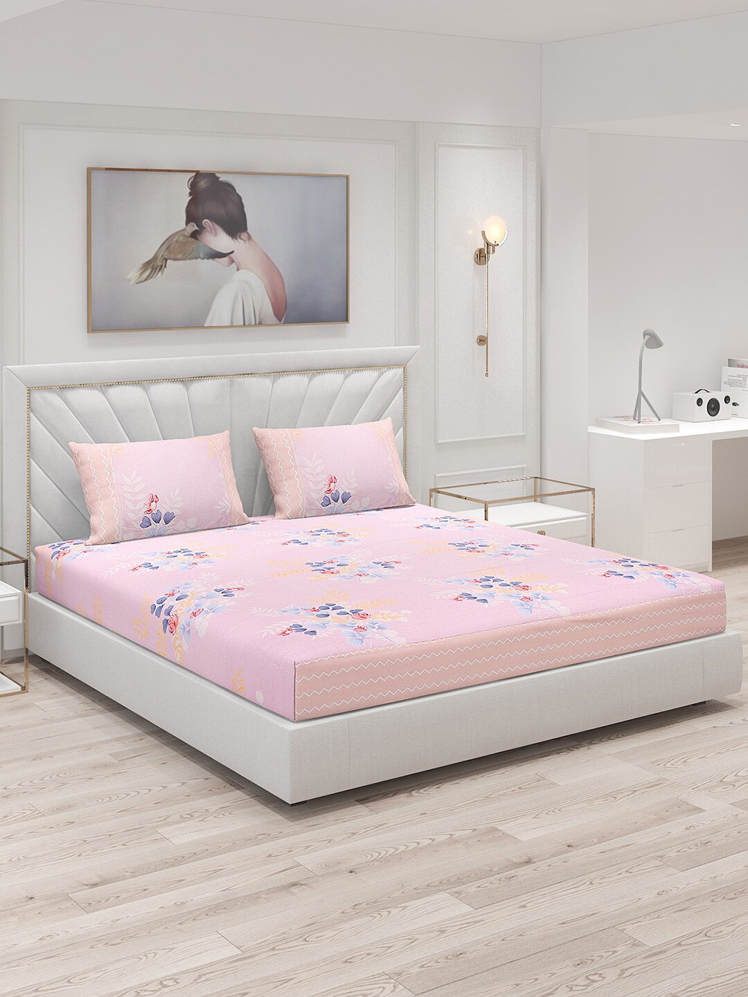 Monte Carlo Pink & Blue Floral Polyester 130 TC King Bedsheet With 2 Pillow Covers
Monte Carlo Pink & Blue Floral Polyester 130 TC King Bedsheet With 2 Pillow Covers